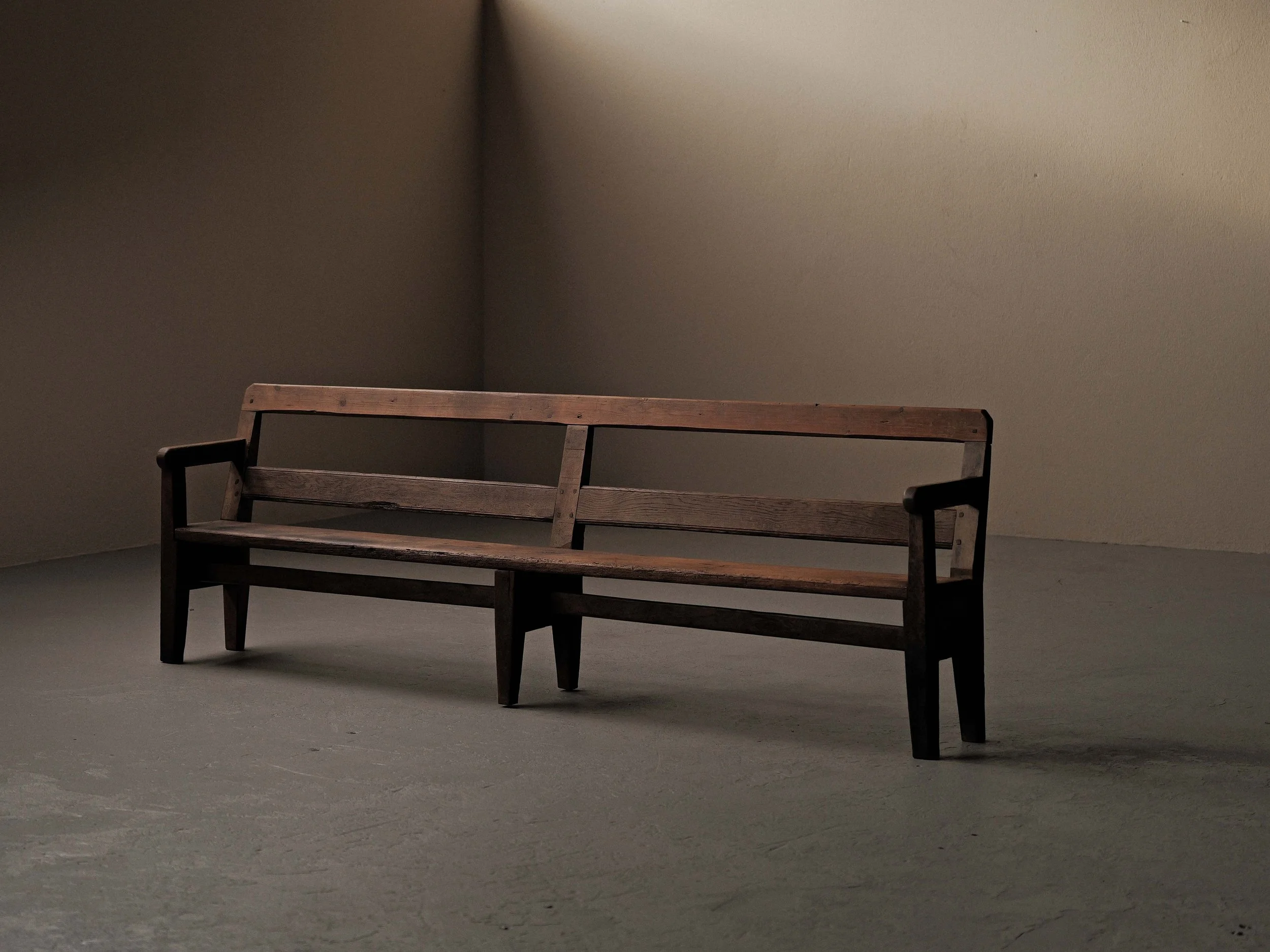 🔴 Grand banc de campagne en bois massif, Auvergne, vers 1900