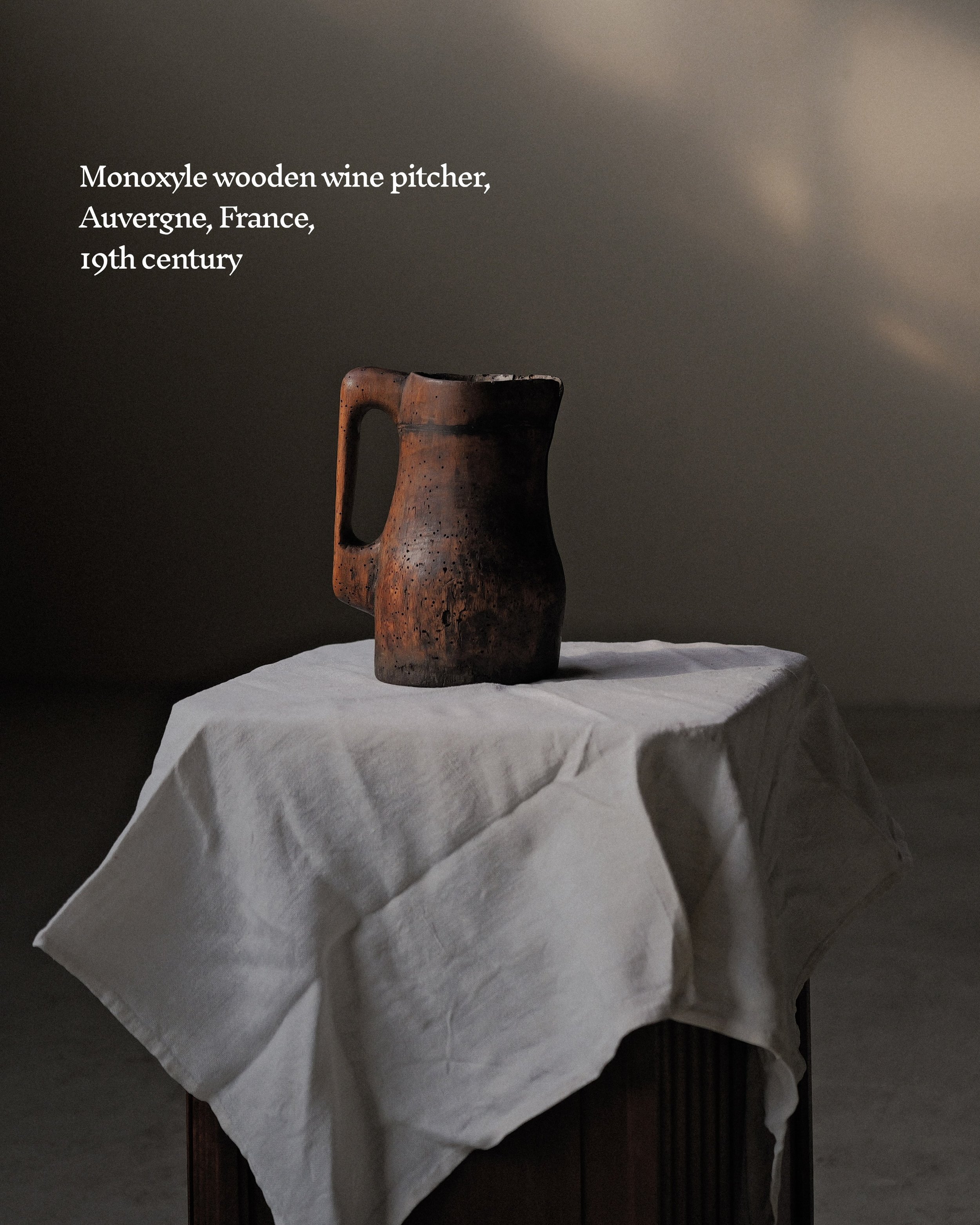 Monoxyle wooden wine pitcher, Auvergne, France, 19th century

#VernacularObjects #ArtPopulaire #PrimitiveAntiques #FolkArt #FrenchAntiques