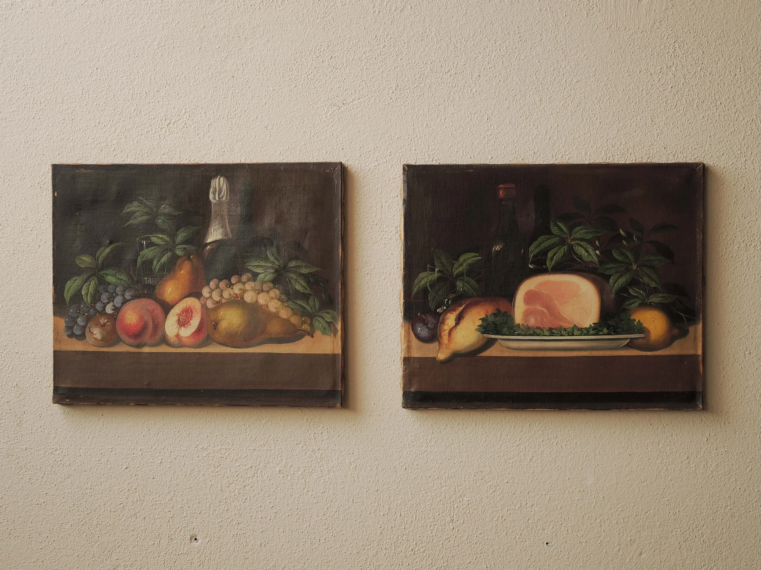 Paire de natures mortes, huile sur toile, vers 1900