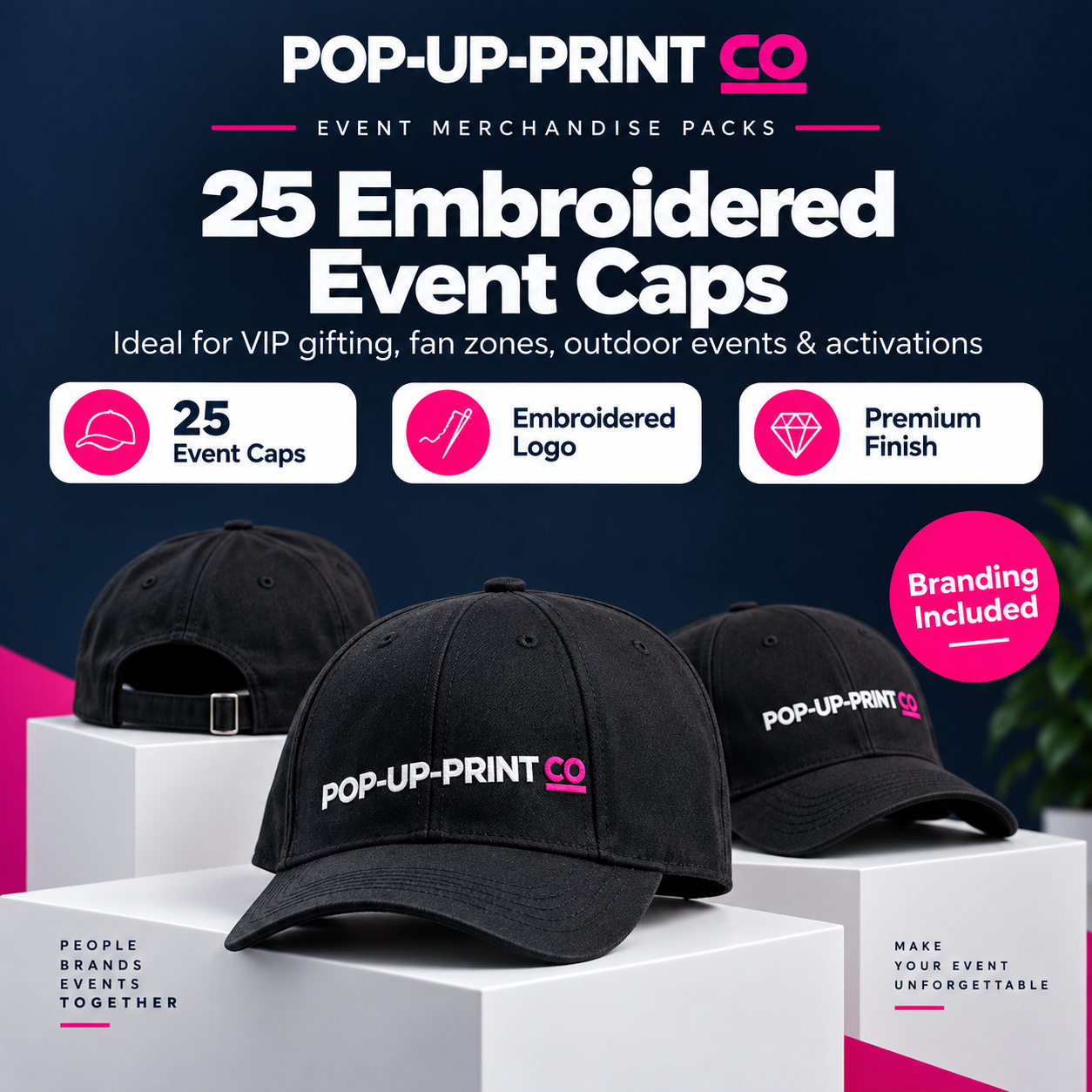 25 Embroidered Event Caps