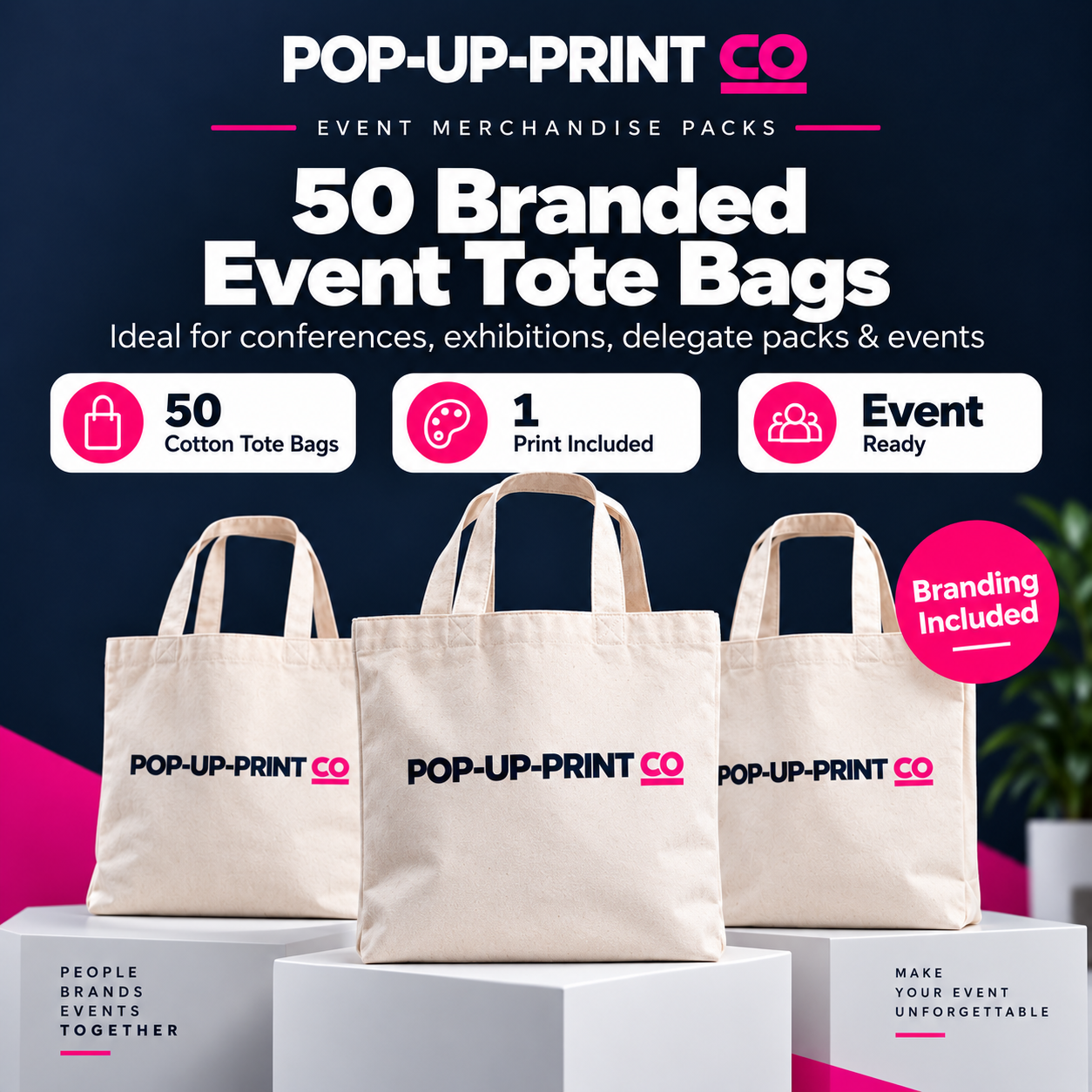 50 Branded Event Tote Bags