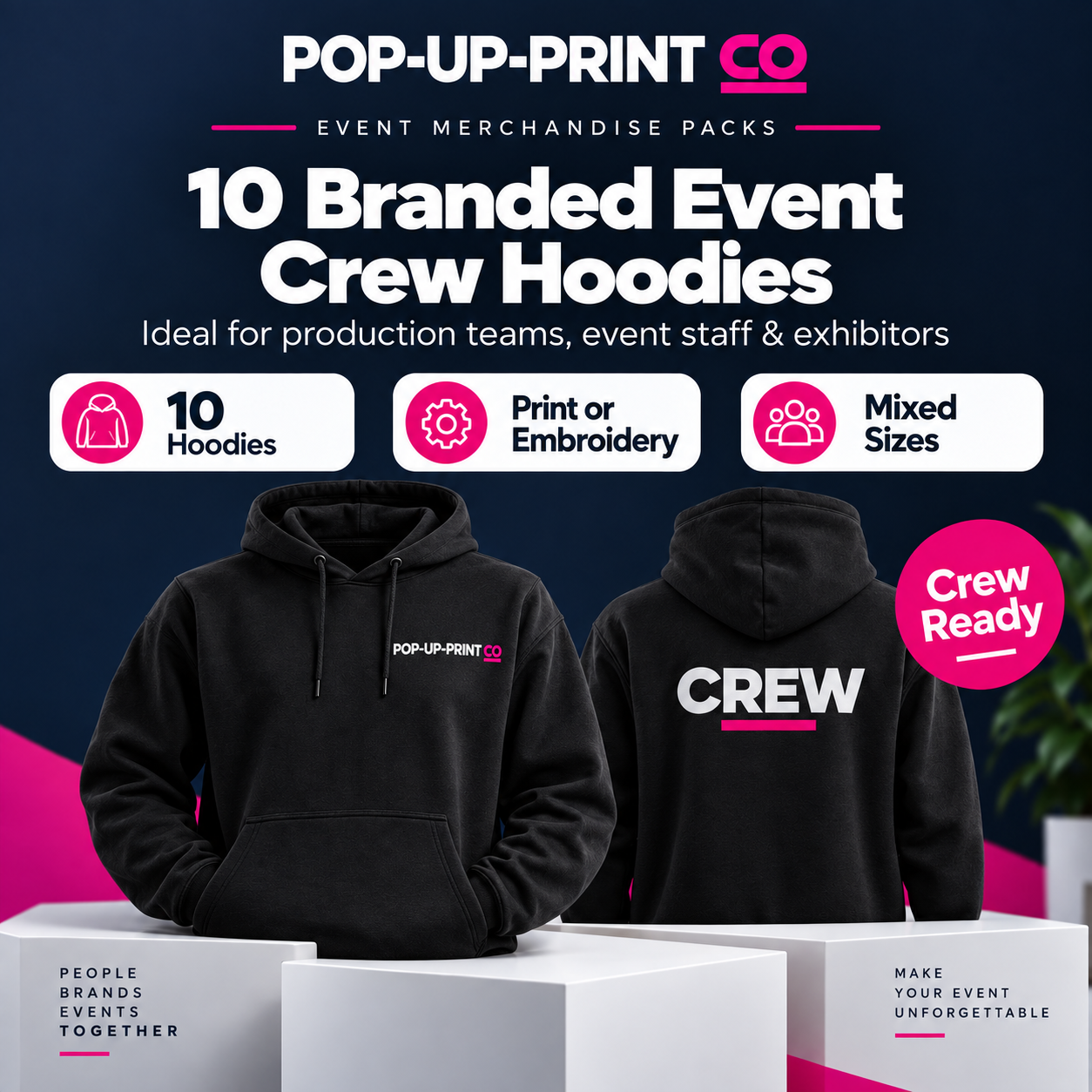 10 Branded Event Crew Hoodies