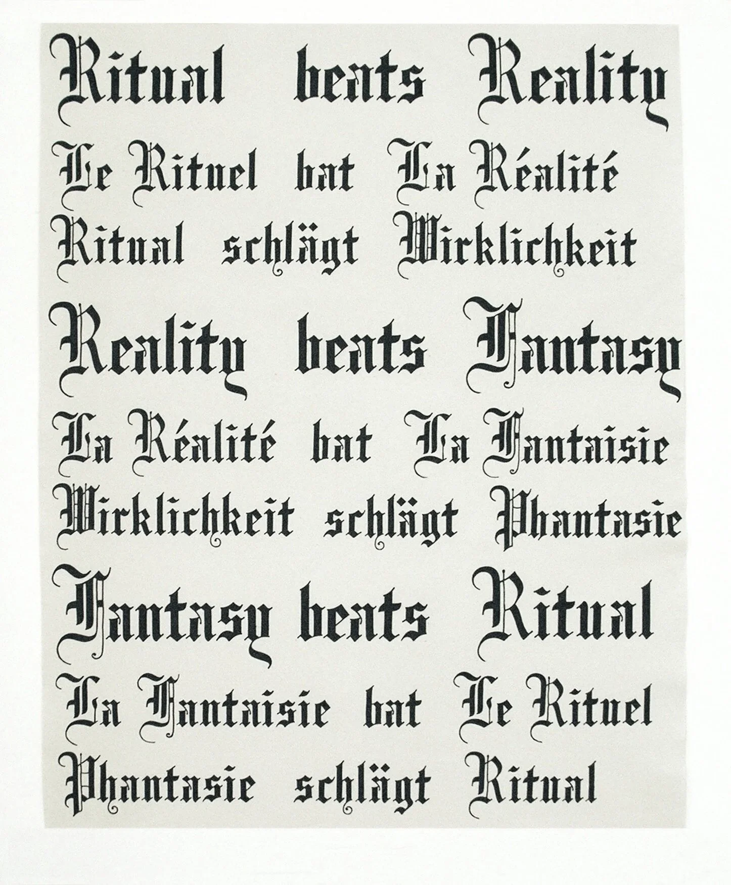 Reality beats Ritual..., hand-cut felt on felt, 1.5 x 1m, 2007.