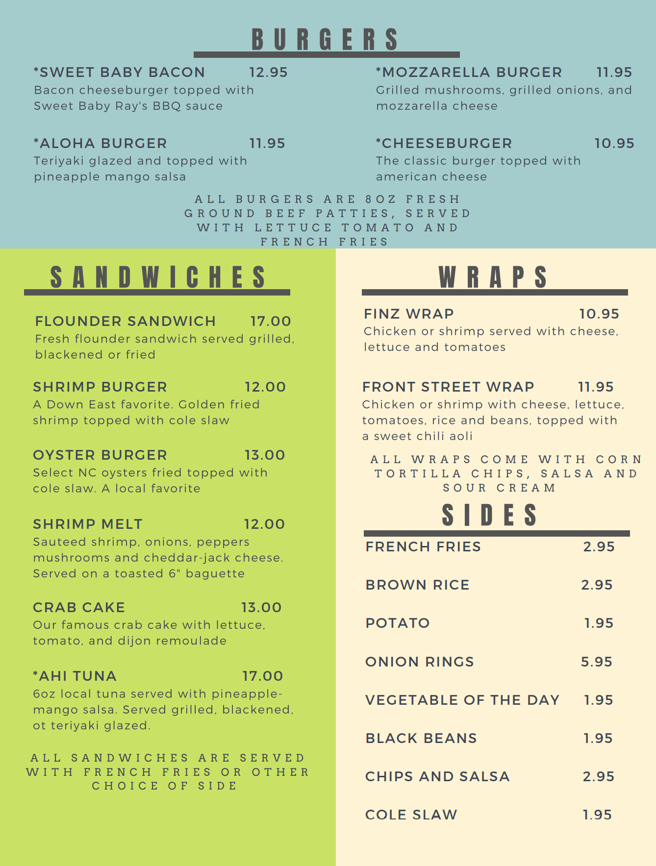 Food Menu — Finz Grill & Marina