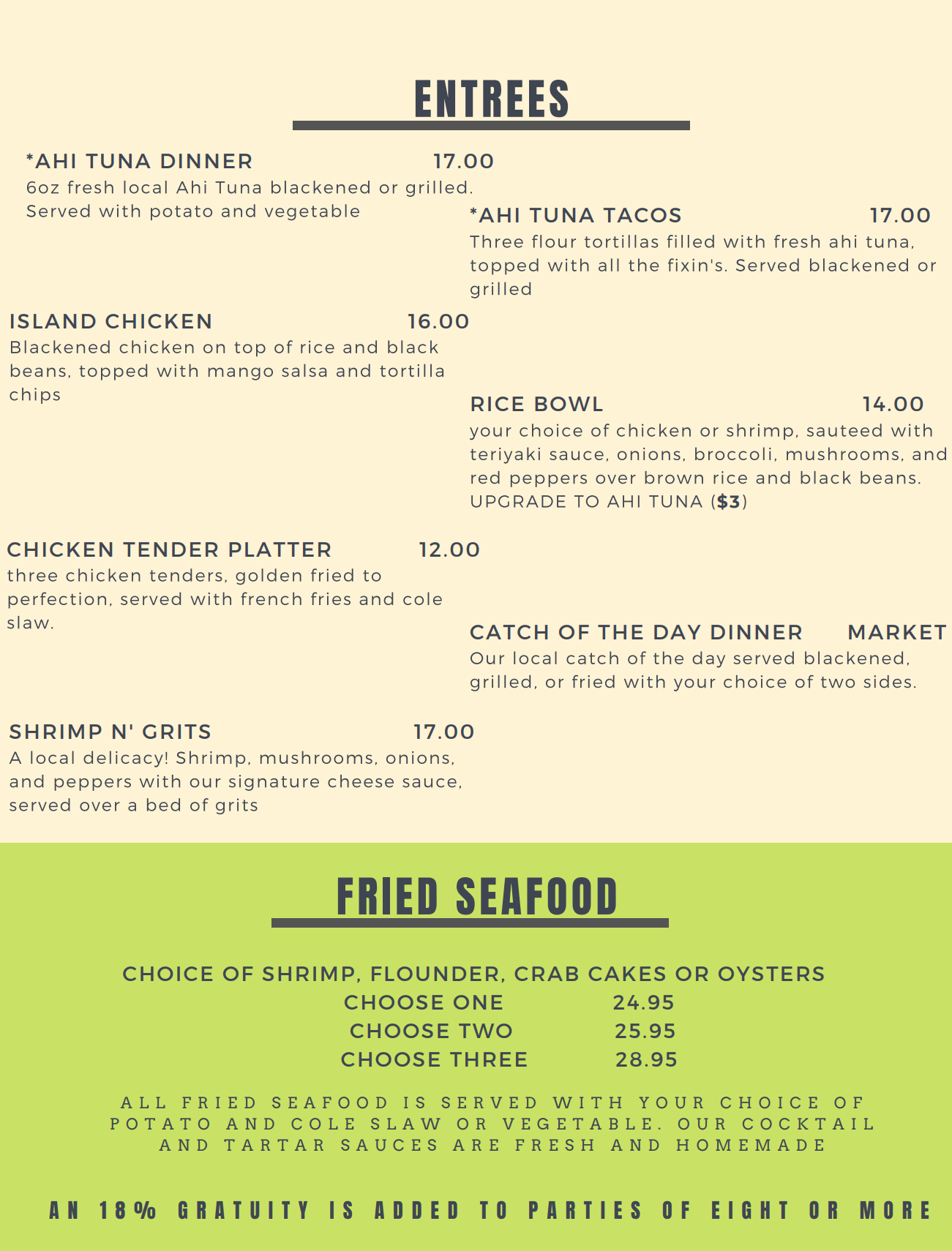 Food Menu — Finz Grill & Marina