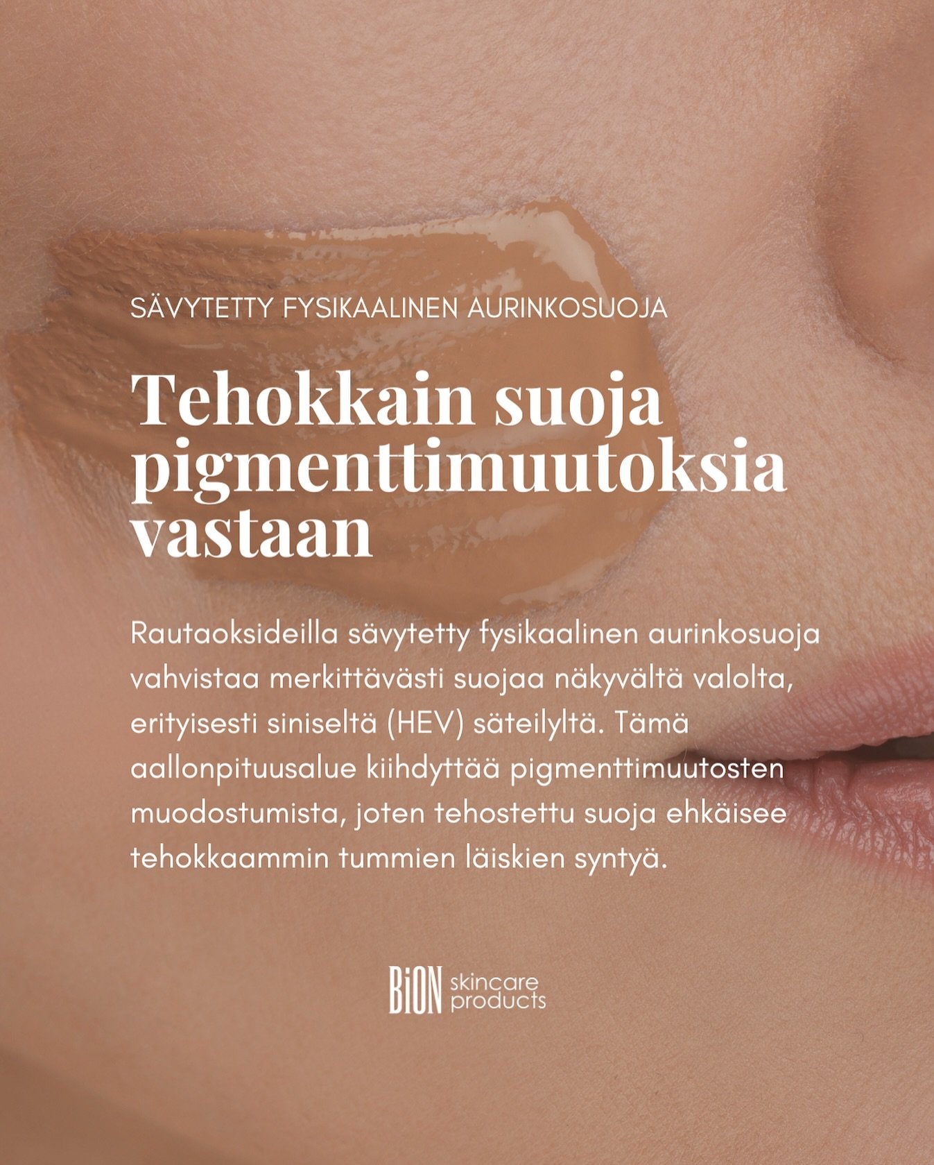 Jos haluat ennaltaehk&auml;ist&auml; pigmenttimuutosten syntymist&auml;, valitse s&auml;vytt&auml;v&auml; fysikaalinen aurinkosuoja joka sis&auml;lt&auml;&auml; rautaoksideja ☀️

Rautaoksidit tehostavat merkitt&auml;v&auml;sti suojatehoa n&auml;kyv&a