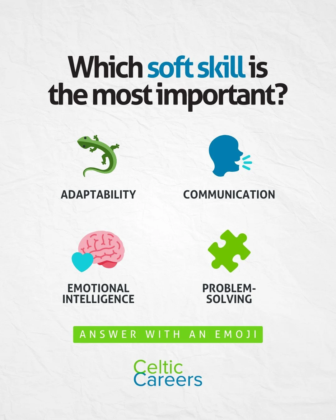 Quick poll! Which soft skill 🤓 do you think will be MOST crucial for landing your dream job? Vote and share your thoughts. 

#QuestionOfTheDay #Poll #SoftSkill #Job