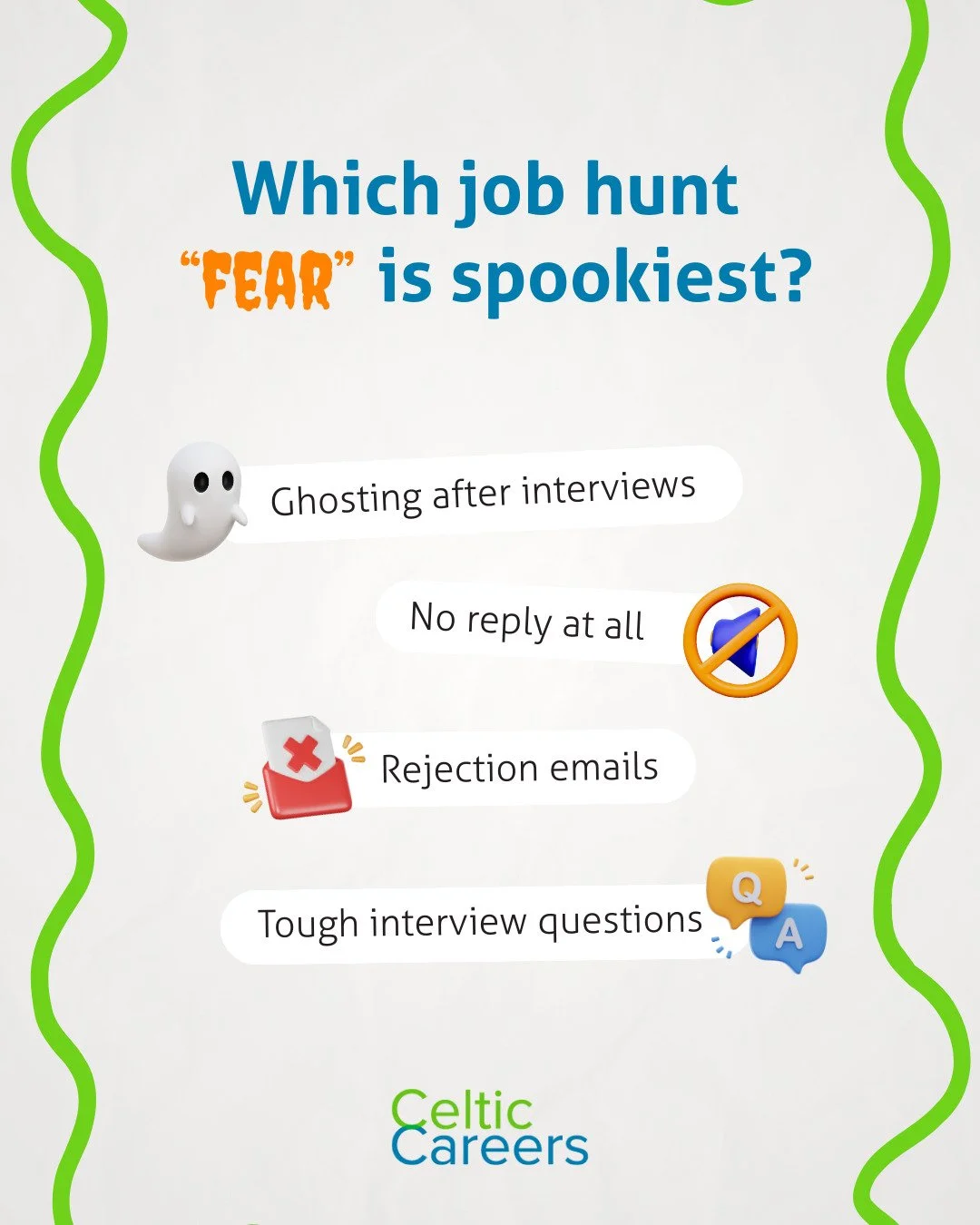 We're putting a spotlight on the most common job search fears this spooky 👻 season... we want to know which one gives you the most 🫣 fright?

#JobHunt #SpookySeason #JobSearchFright