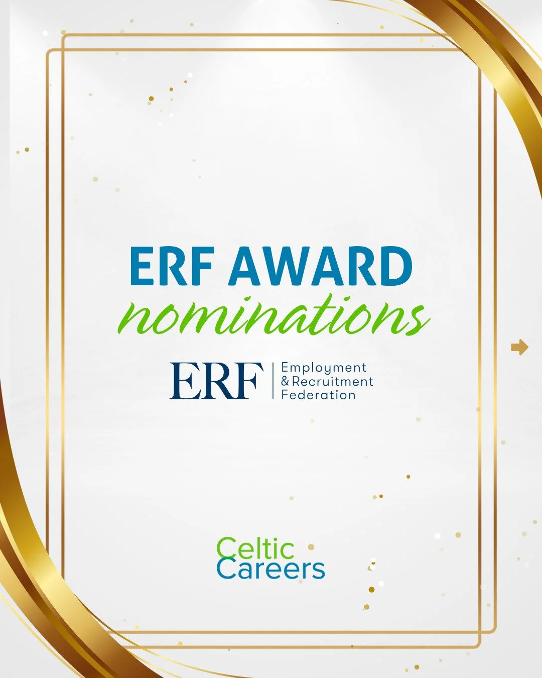 Four ✨ nominations! Celtic Careers has been shortlisted for the 2025 Employment &amp; Recruitment Federation Awards:

Celtic Careers &ndash; Small Agency of the Year
Celtic Careers &ndash; Excellence in Social Value
Marie Stack &ndash; Permanent Recr