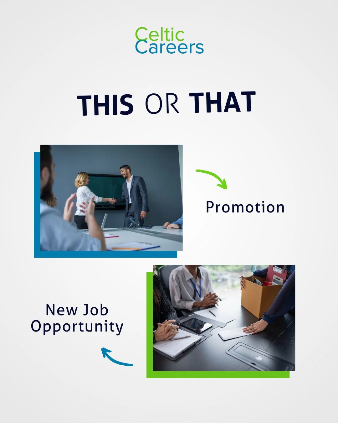 When it comes to your career goals for this new year, 🤔 what would you choose: A promotion or a new job opportunity? Share your choice ⤵️ in the comments with us.

#ThisOrThat #CareerGoals #Job #Poll