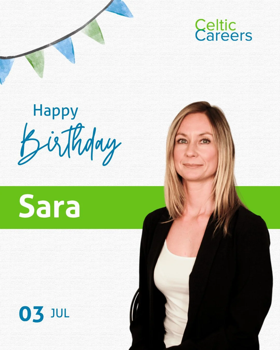 We wish a very happy 🎂 birthday to our esteemed colleague, Sara. Her 🎈 enthusiasm and expertise make her a vital member of our strategic consultant team. 

We are 🍀 lucky to have such dedicated professionals representing the Celtic Careers brand.
