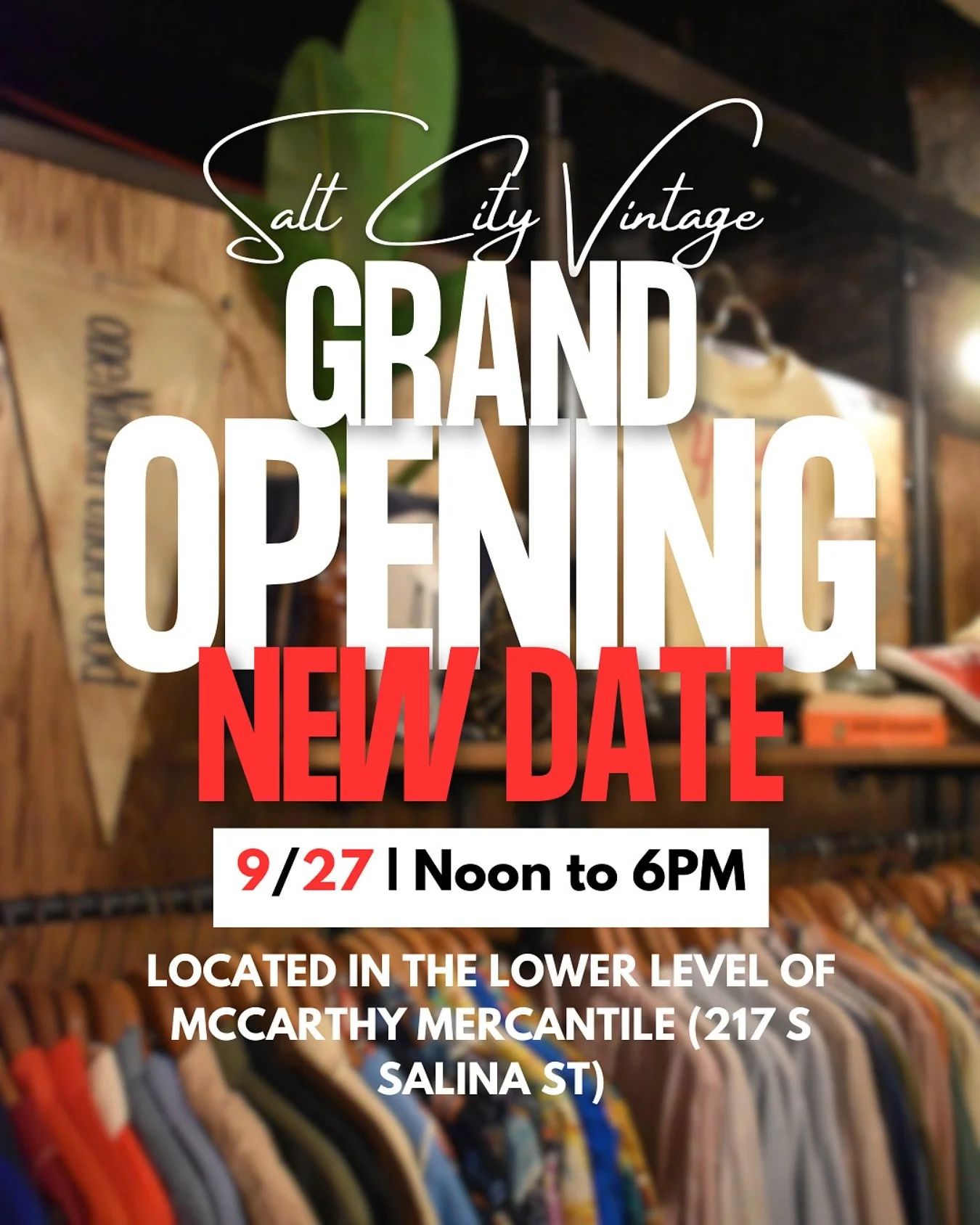 Join us for grand opening of @salt_city_vintage  at the Mercantile Saturday the 27th 12-6pm