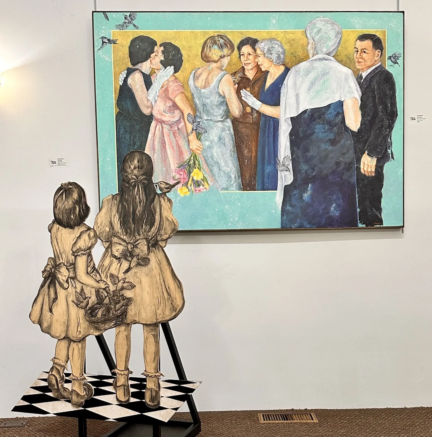 Grown Ups  ⎮  oil on panel, baltic birch, acrylic, charcoal, steel stand