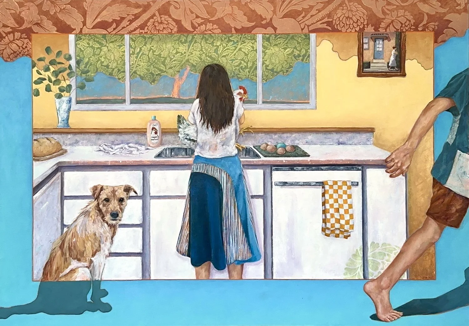 Who’s at the Door!!?  -  oil on panel  -  60” x 42"