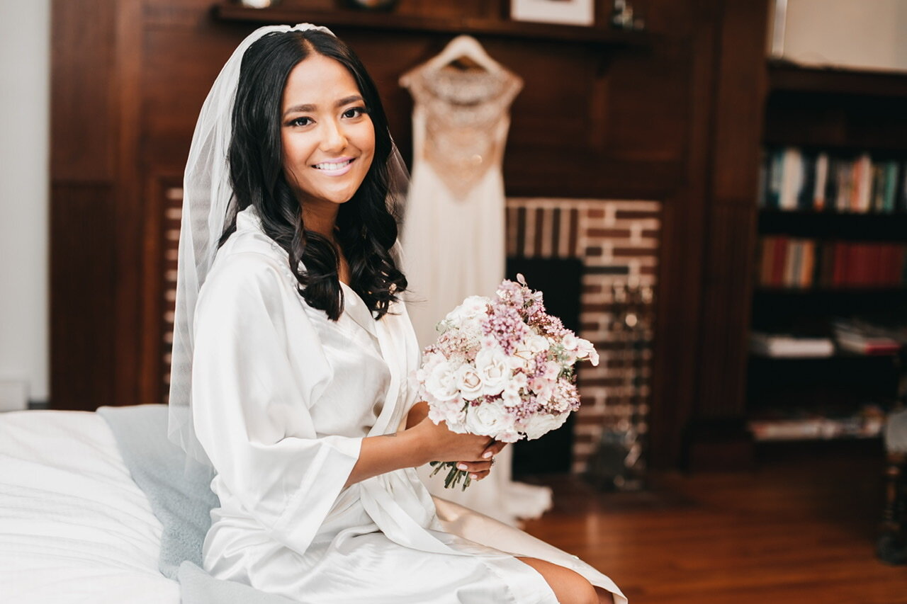 Bride getting ready for wedding day