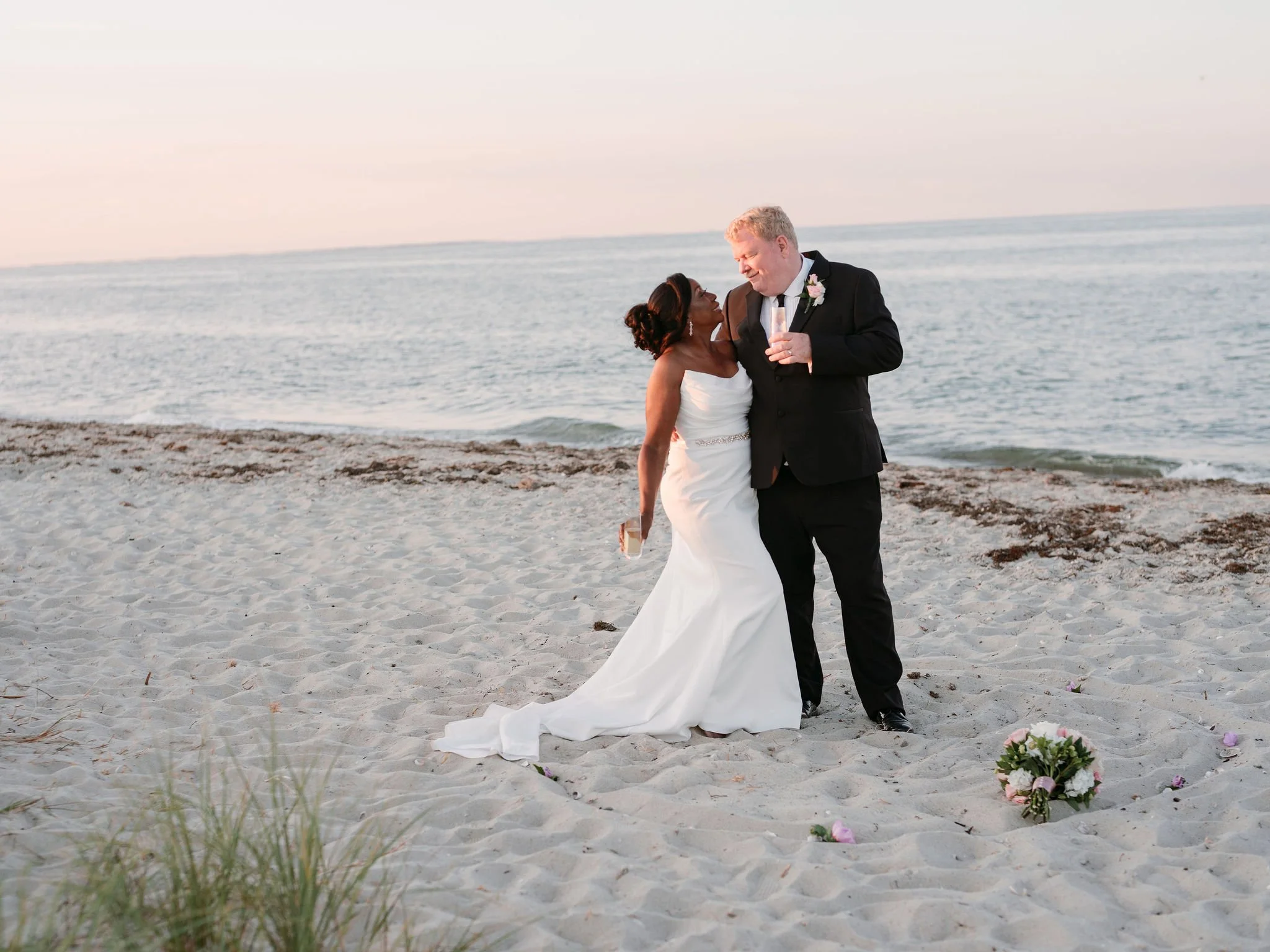 Sunset Toast After Edgartown Lighthouse Beach Ceremony