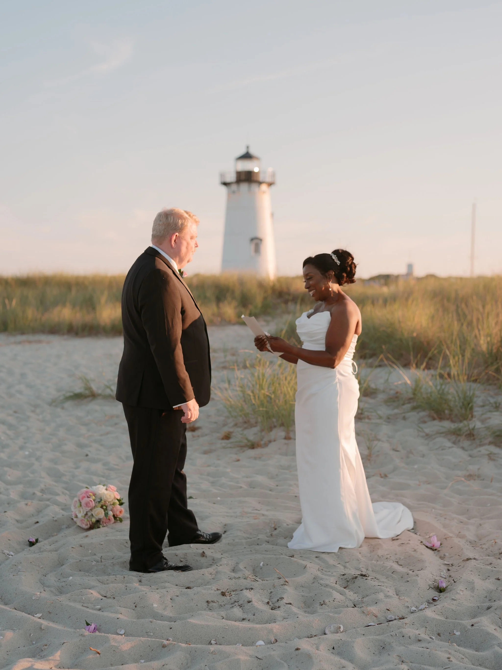 Private Vows Exchange at Edgartown Lighthouse Beach