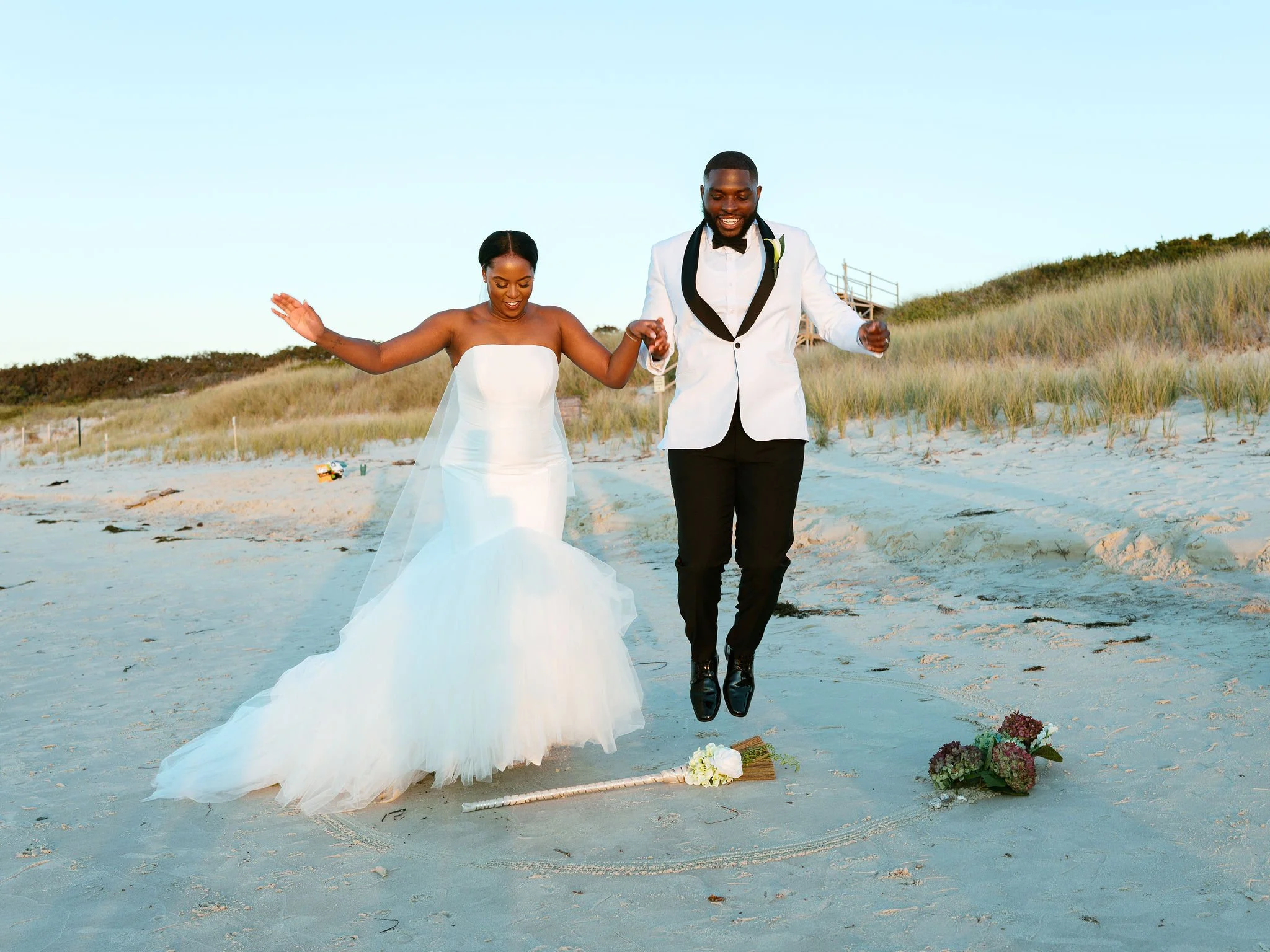 Broom Tradition at Beach Sunset Ceremony - Martha's Vineyard Elopement.jpg