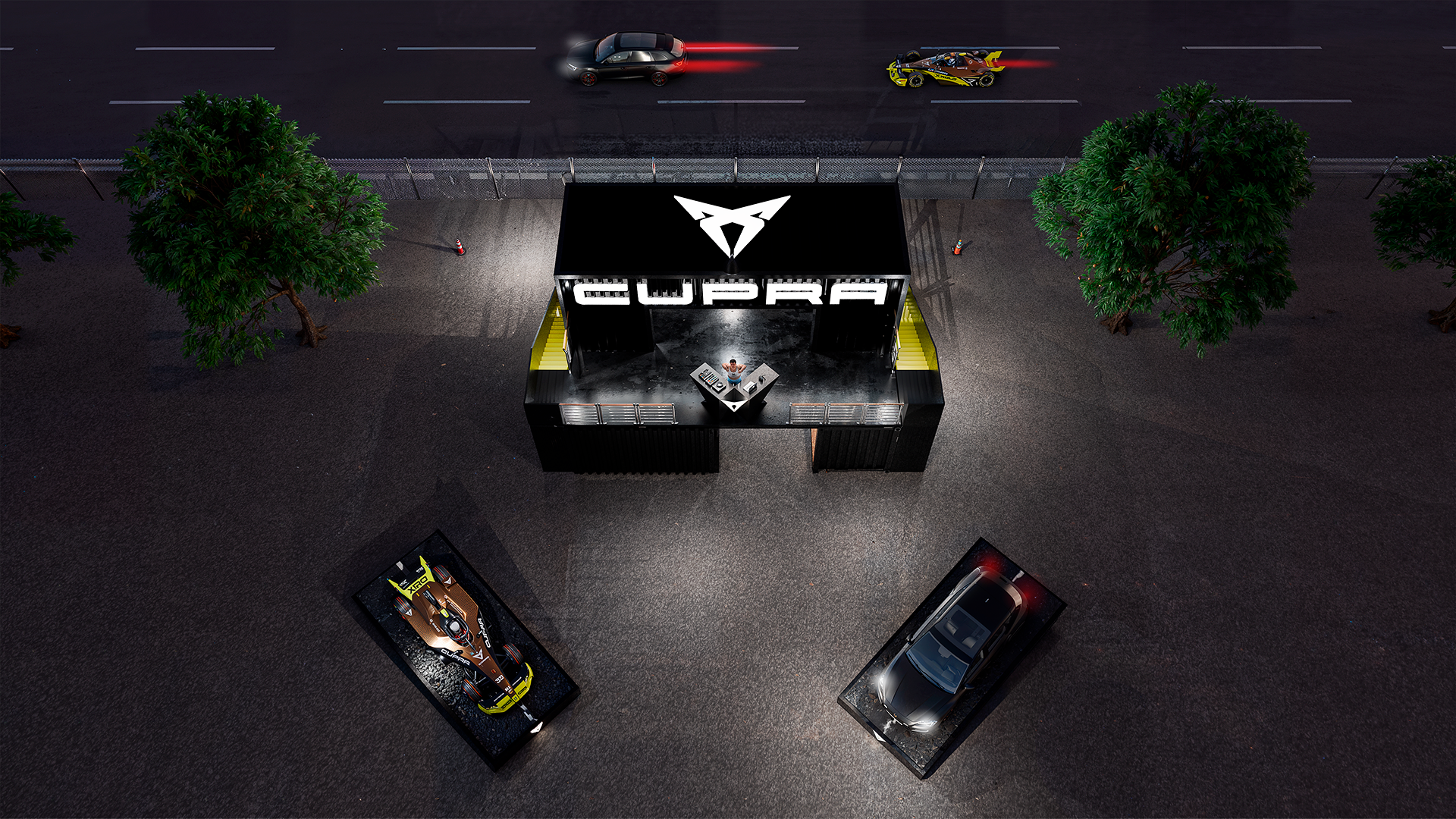  Dans le cadre du Grand Prix Explorer 2025, j’ai imaginé une scénographie exclusive pour la marque  Cupra , en collaboration avec l’agence  Double 2 . Mon travail consiste à concevoir une structure immersive et singulière, reflétant l’univers avant-g