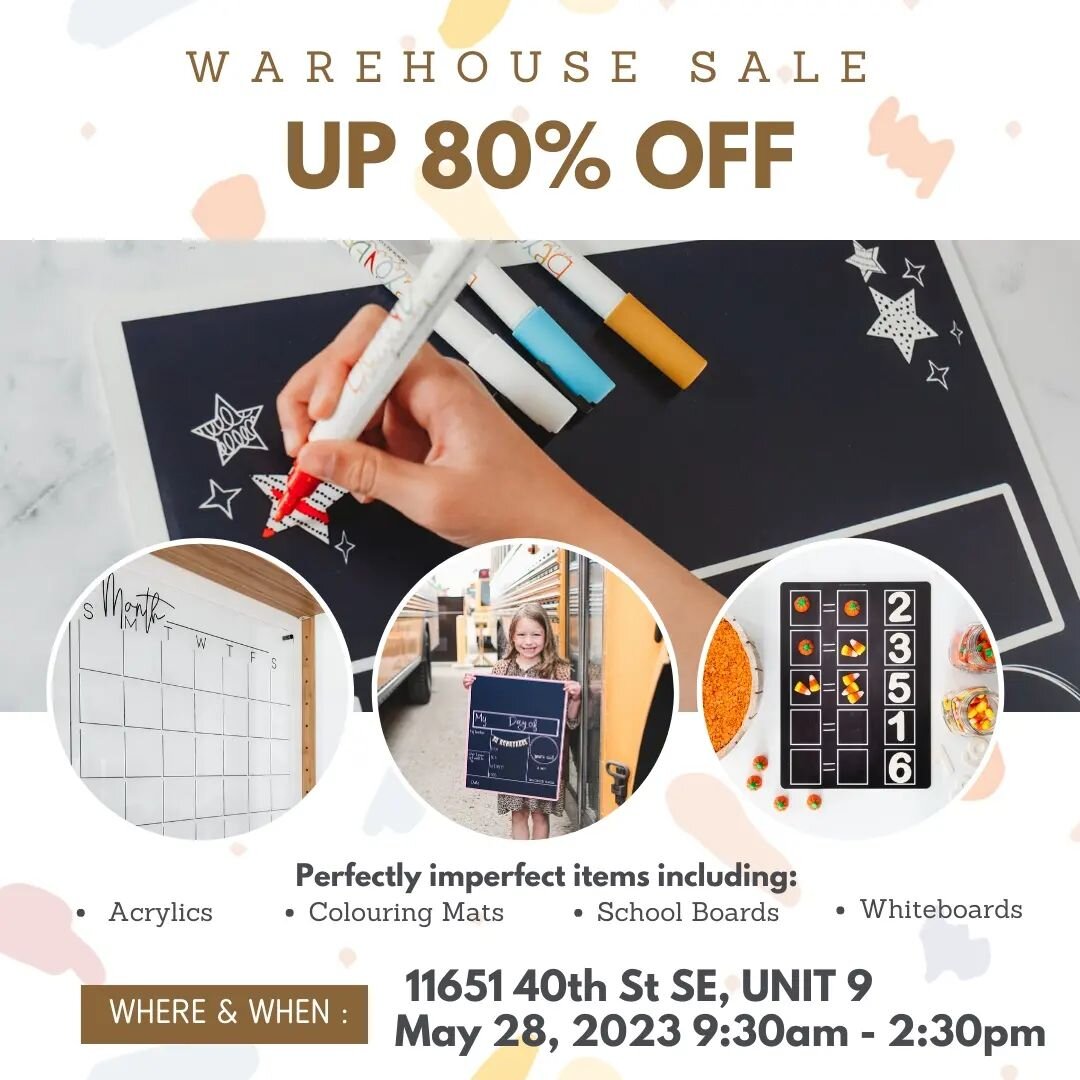 Shop our in person Warehouse sale! 🎉
May 28th - 9:30am - 2:30pm!

BYOB (bring your own bag)
Final Sale - No refunds or exchanges.