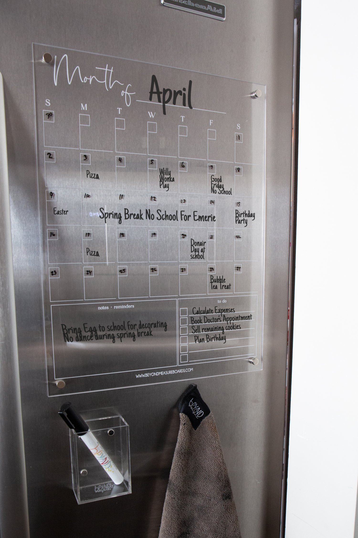 IMPERFECT - Magnetic Acrylic Monthly Calendar Board, Dry Erase Menu