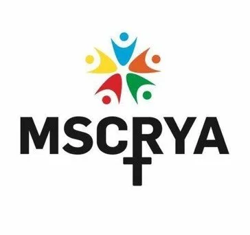 Logo featuring five stylized human figures in yellow, blue, orange, red, and green surrounding a black cross with the text 'MSCRYA' below.