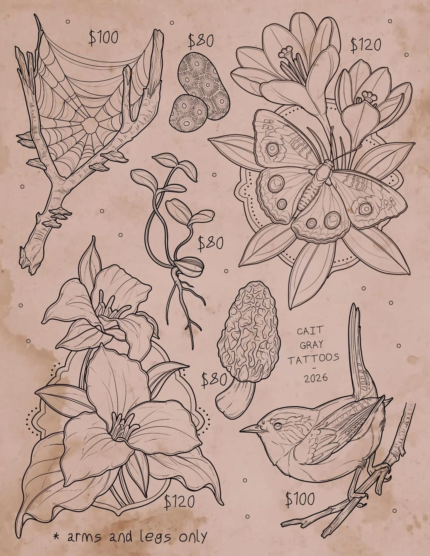 My flash designs for the upcoming flash event at @balmtattooing 🌿❤️ Saturday, March 21st at 10 AM! First come, first serve - hope to see you there! 
-
If you aren&rsquo;t able to make it to the flash day, please feel free to shoot me an email and I&