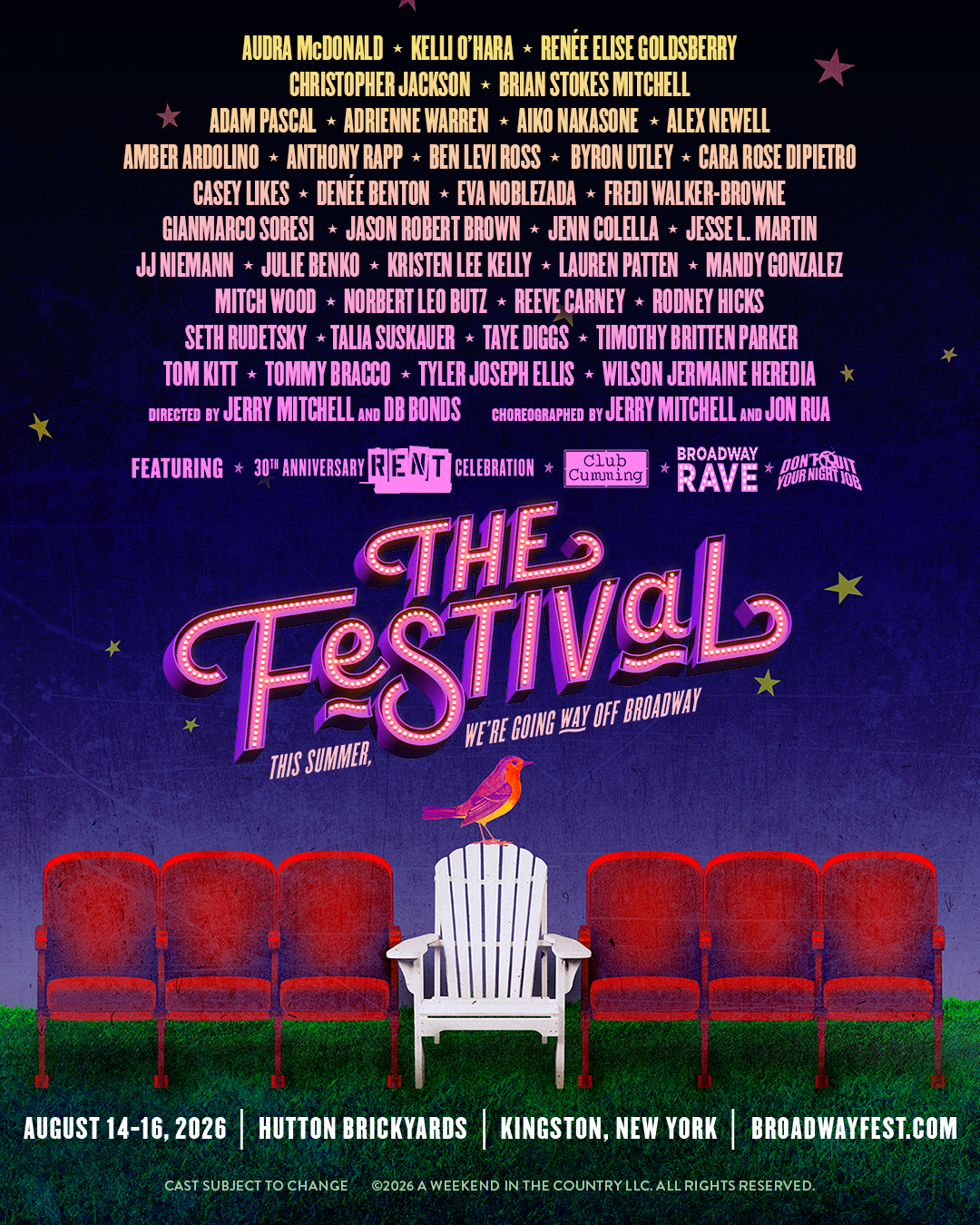 a large group of people gathered outside an industrial event space at dusk.