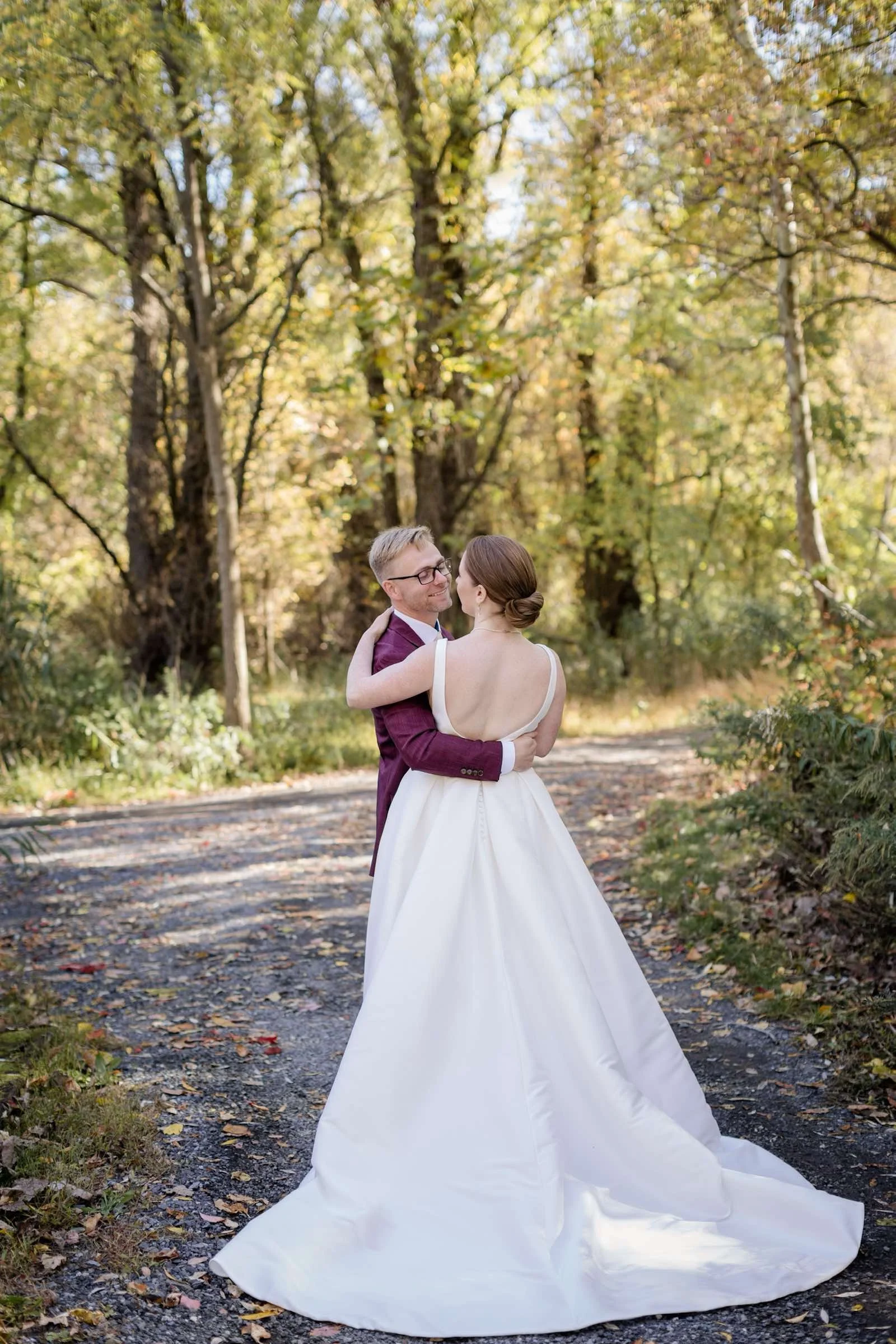Wedding couple dancing in nature at Hutton Brickyards
