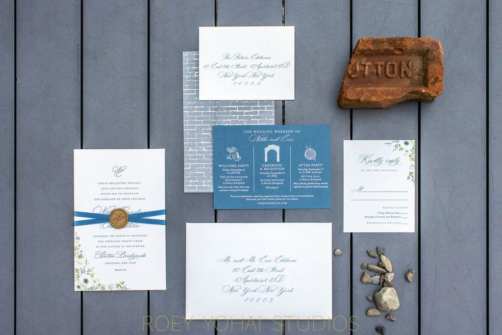  Invitation to the wedding incorporating the brick motif 