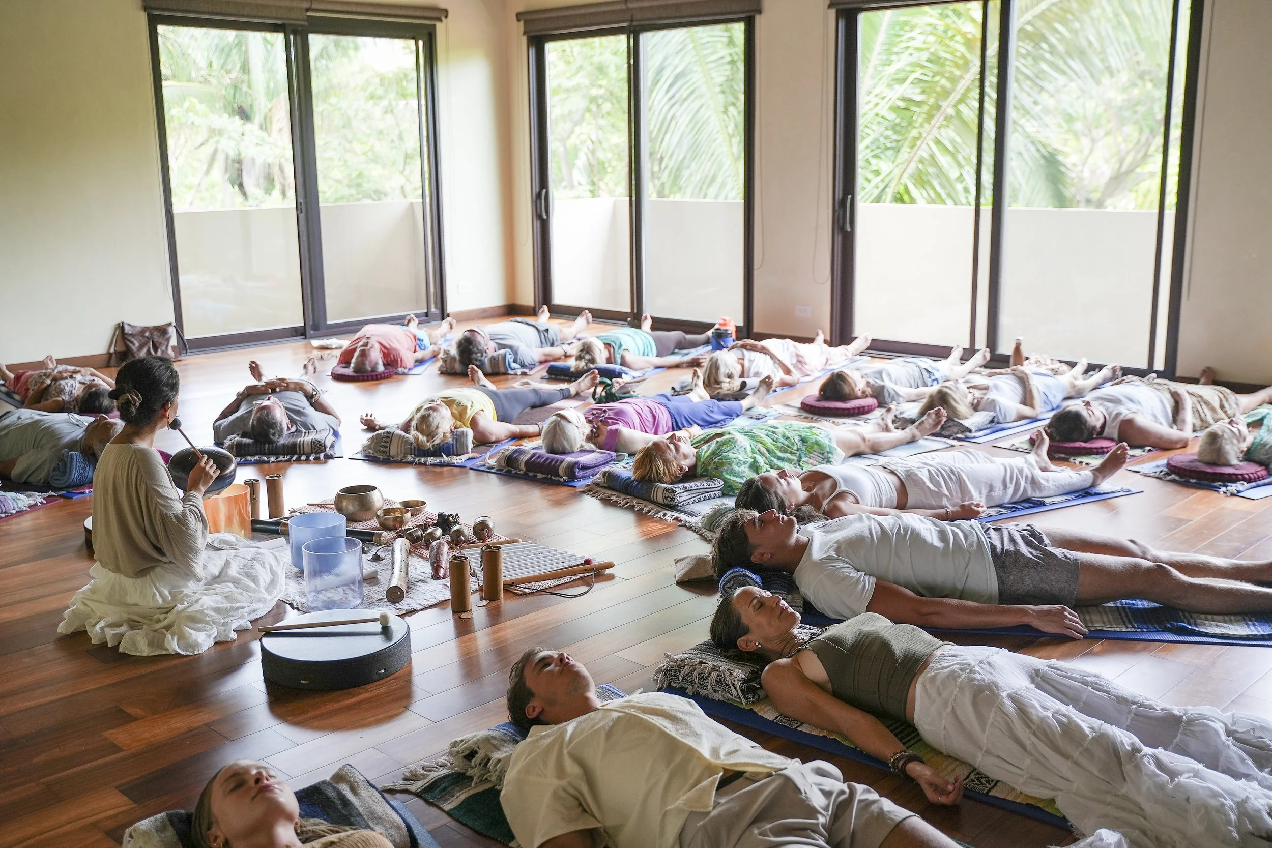 Tania Savolle teaching yoga in the studio