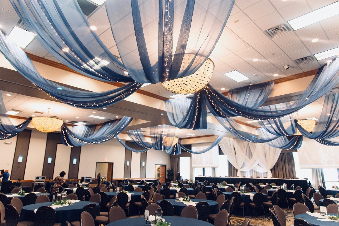 Ceiling treatments make walking into your reception feel ✨magical✨