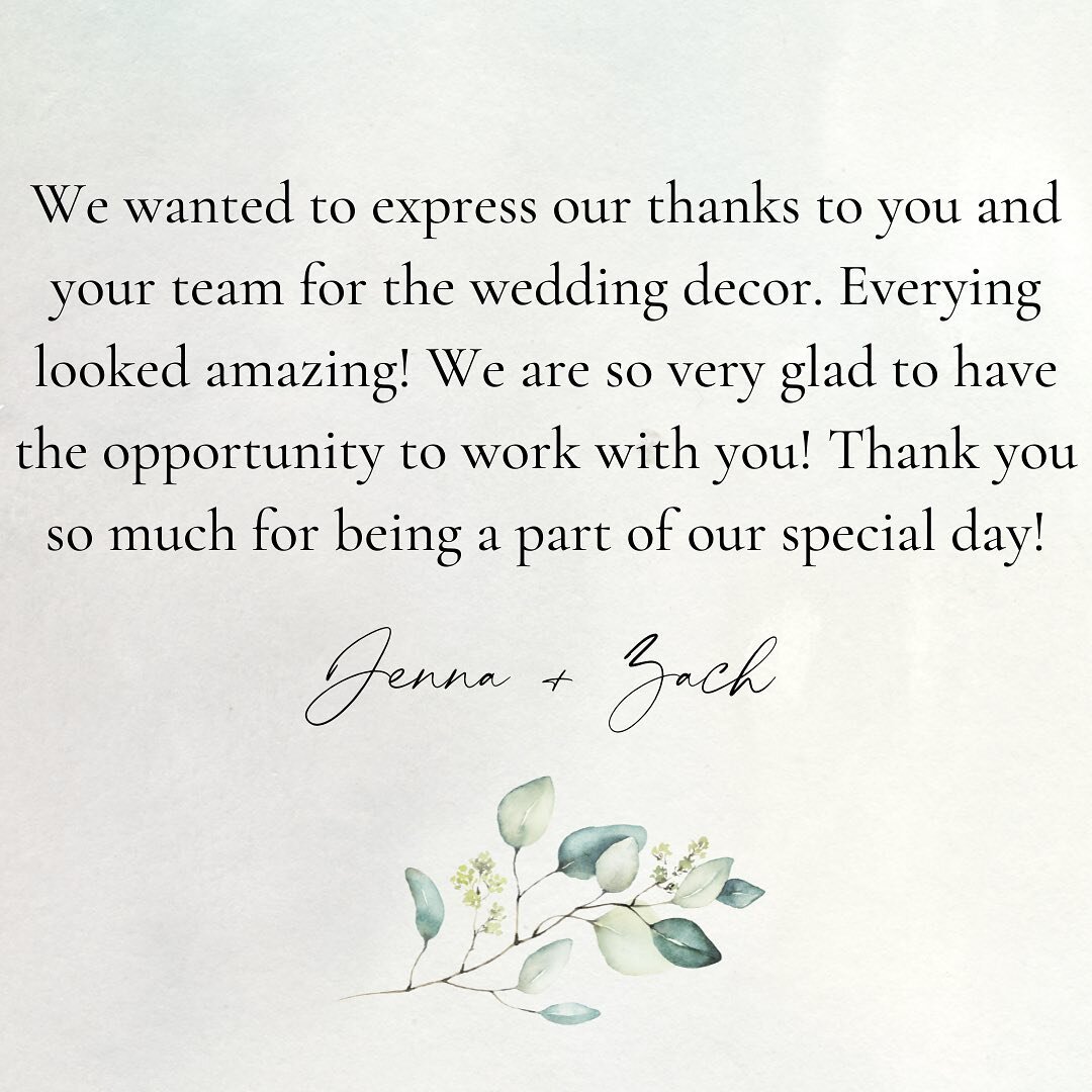 Notes like this make our Monday a little more magical ✨Thank you, Jenna + Zach for the love and for letting us be a part of your day! 🤍