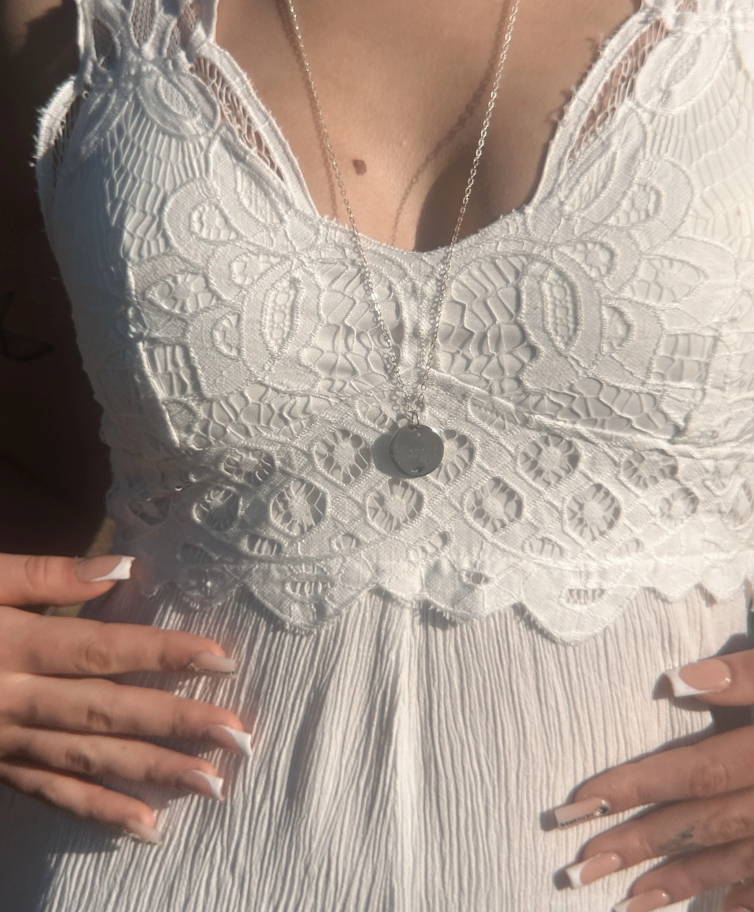 Protective Pendant Necklace - (Large 30" Silver)