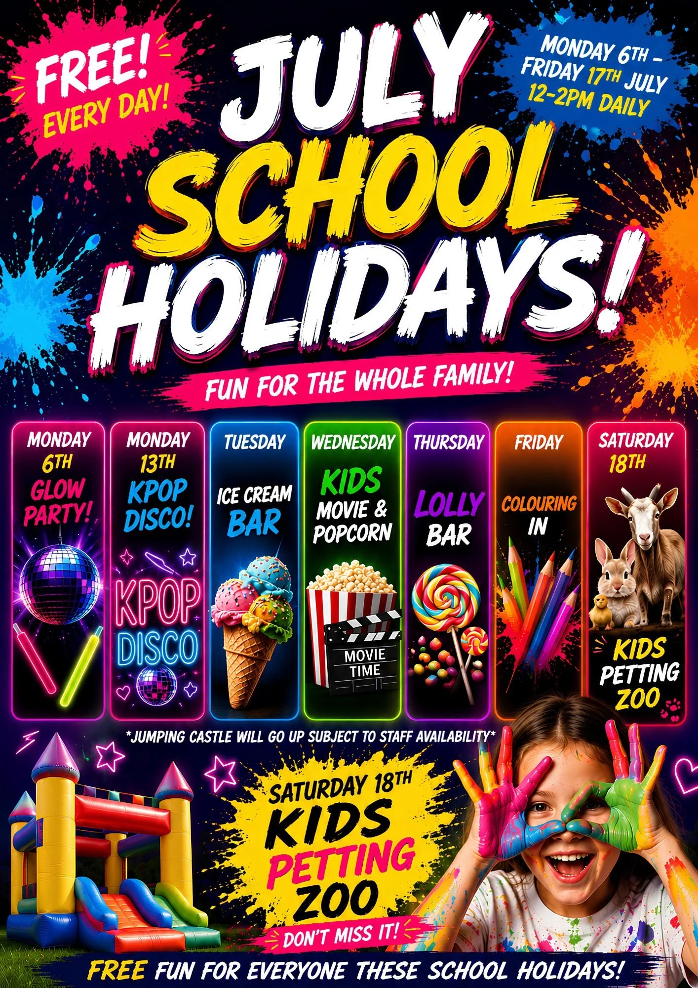 🎉🌈 FREE School Holiday Fun at The Belly! 🌈🎉