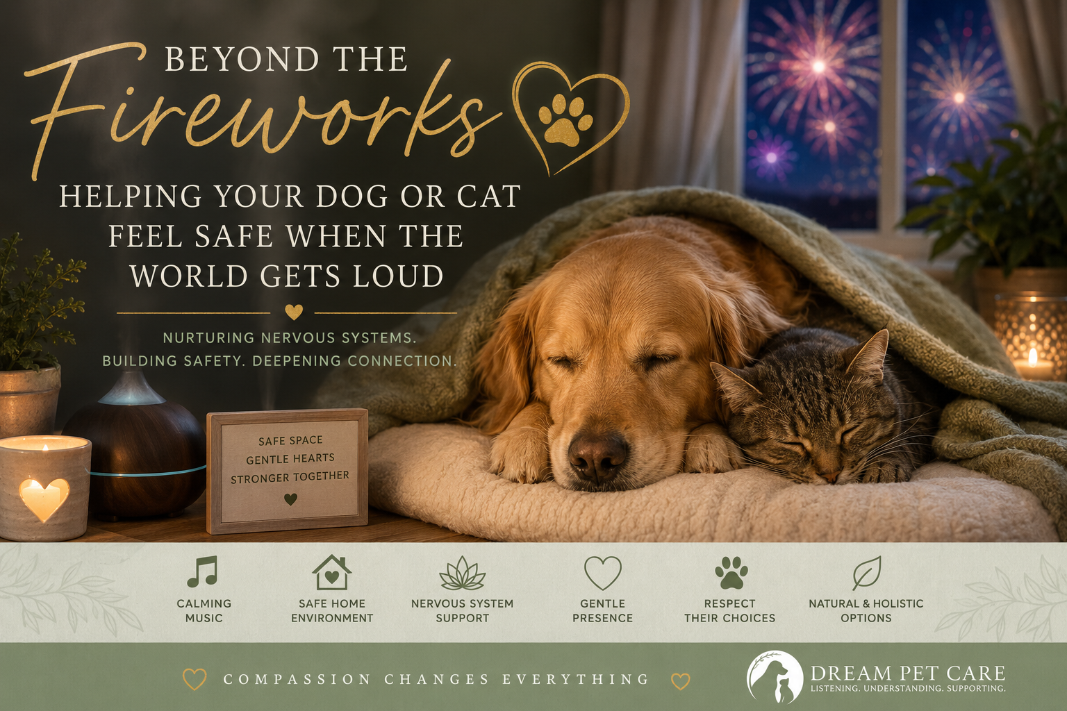 Beyond the Fireworks: Helping Your Dog or Cat Feel Safe When the World Gets Loud