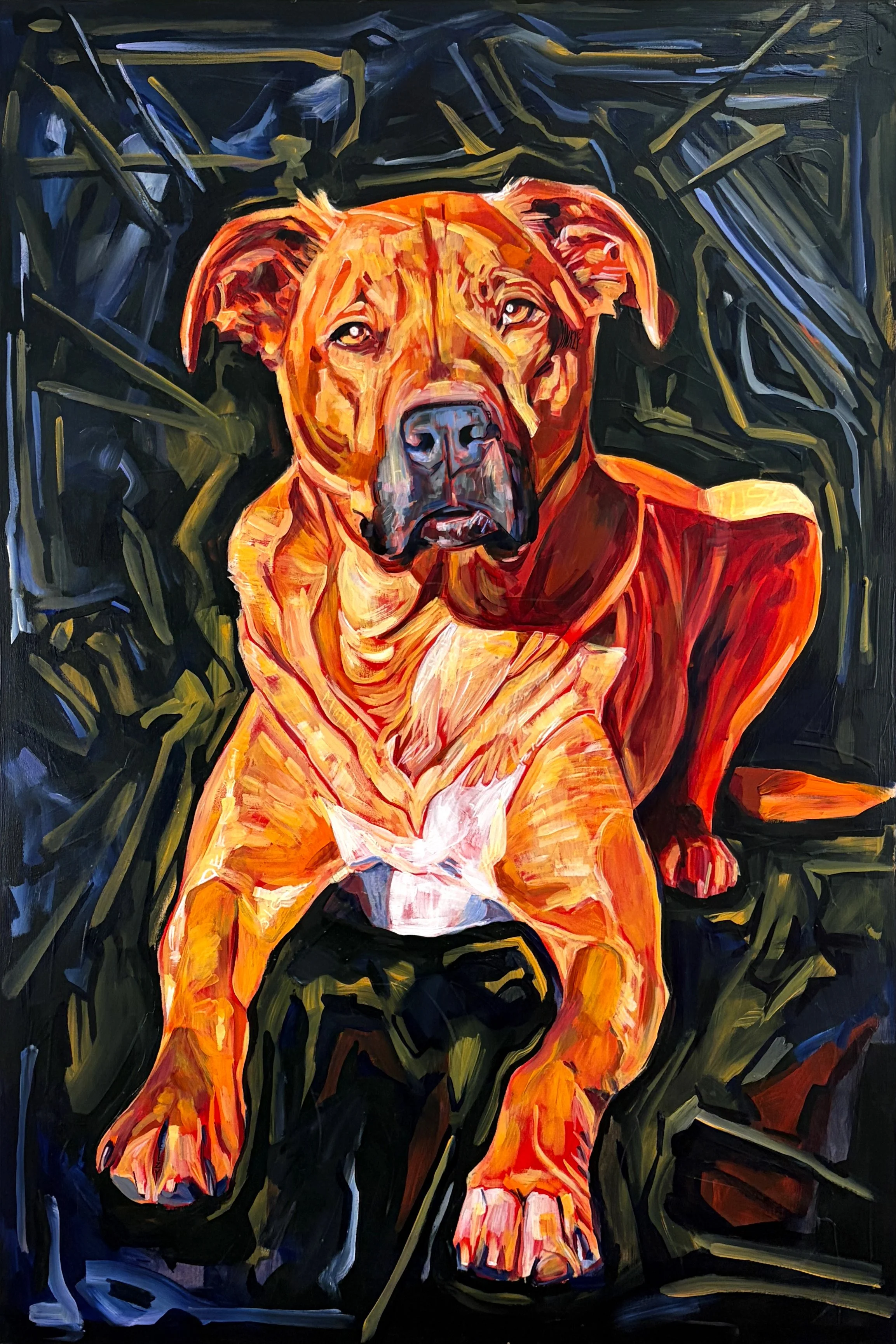 “diesel”, acrylic on 24 x 36 panel, 2026