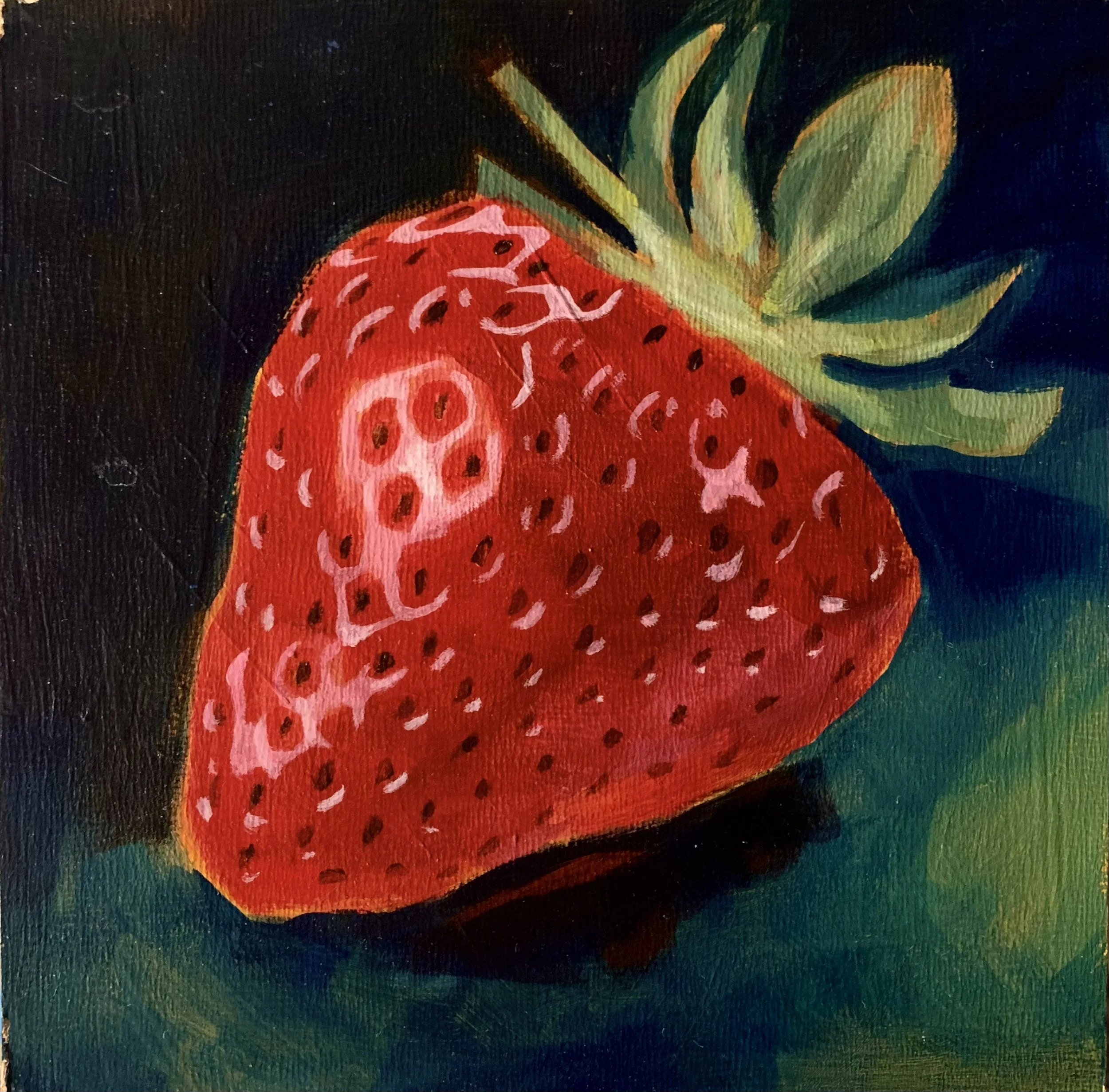 “strawberry”, acrylic on 6 x 6 panel, 2023
