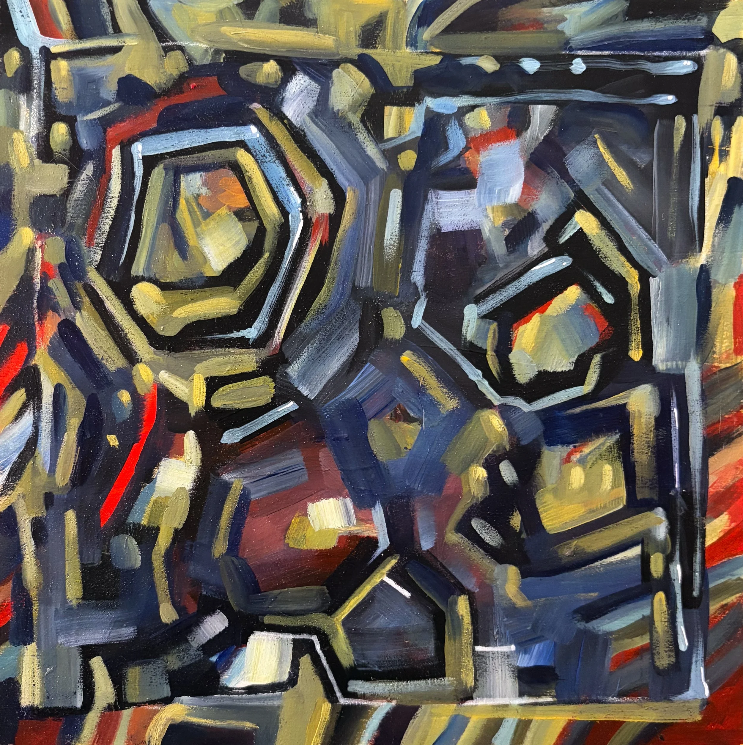 window, acrylic on wood panel, 8 x 8, 2025 available
