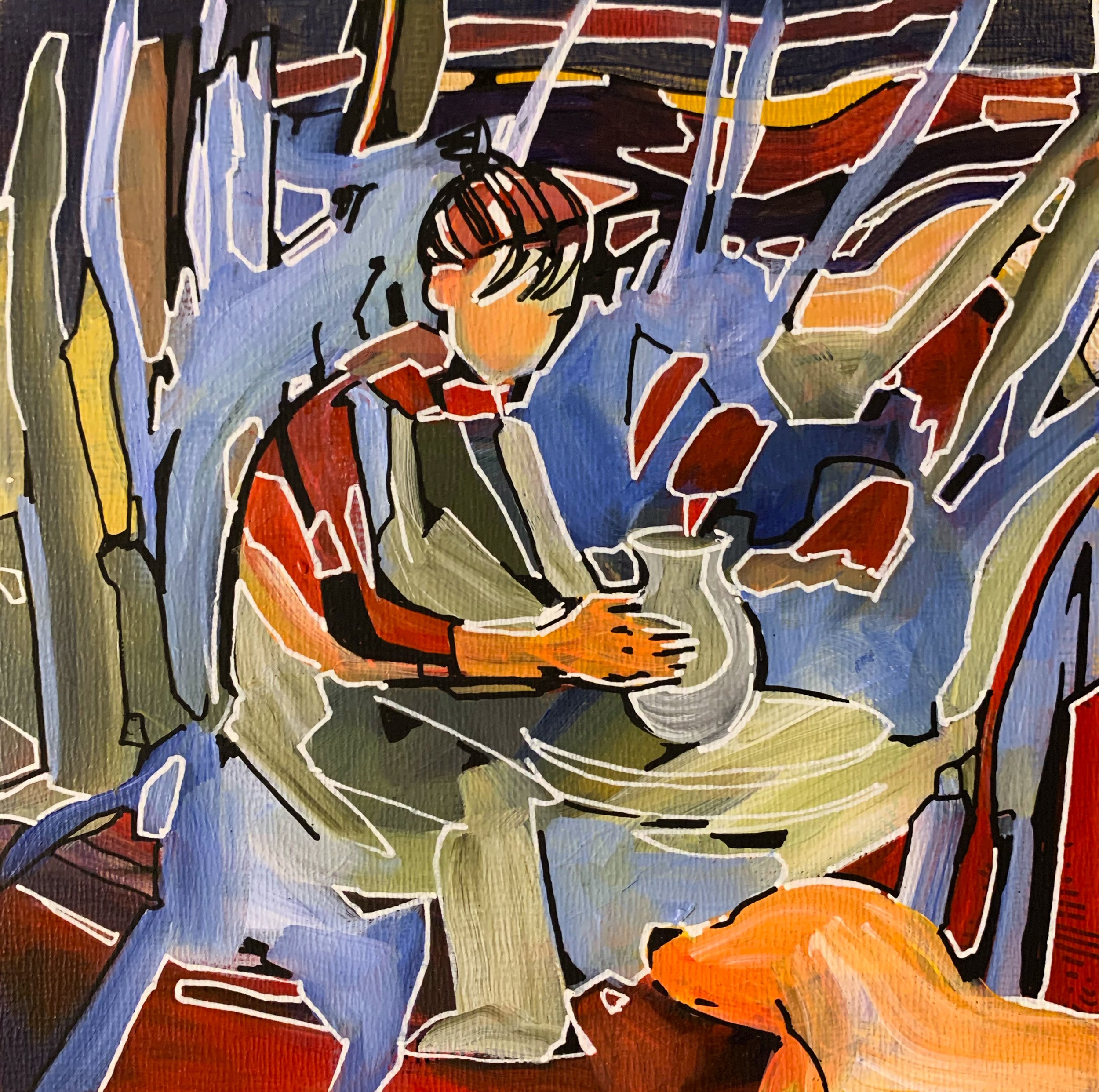 “potter”, acrylic on 6 x 6 panel, 2025