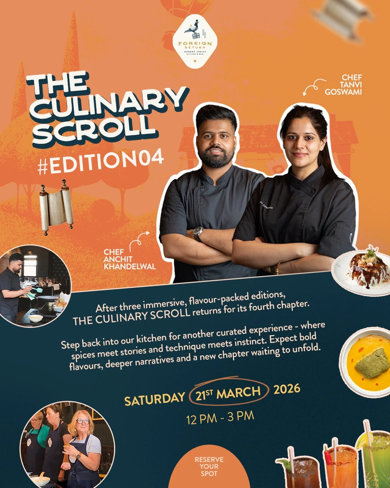 The story continues. ✨

After three immersive, flavour-packed editions, The Culinary Scroll returns for its fourth chapter &mdash; and this time, it&rsquo;s bigger, bolder, and deeper than ever.

Join Chef Tanvi Goswami @chef_tanvigoswami and Chef An