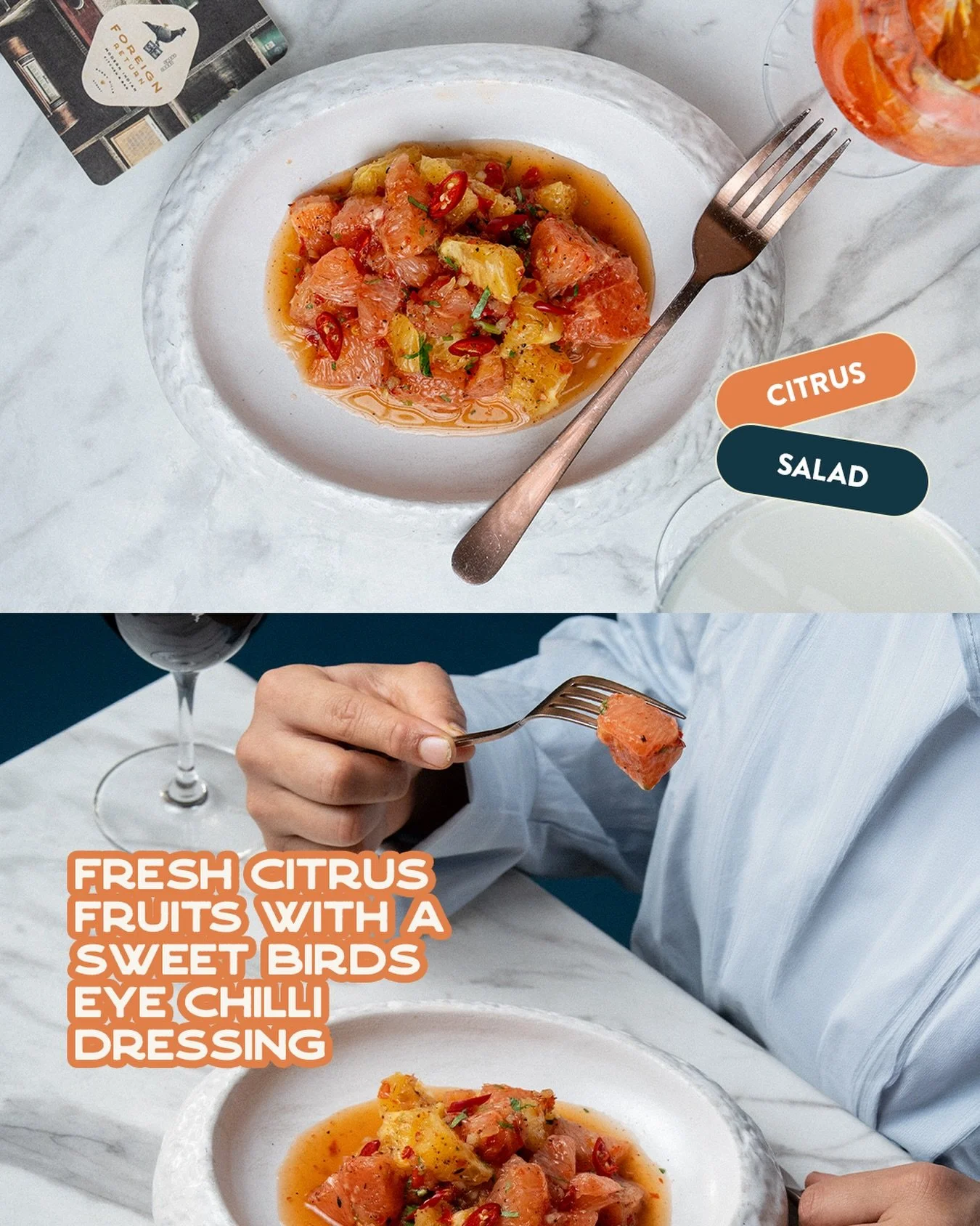 This is what sunshine tastes like on a plate.

Fresh citrus, a sweet heat dressing, and just the right amount of zing to wake up your palate.

It&rsquo;s light, it&rsquo;s bright, and it does exactly what a good starter should &mdash; leave you wanti