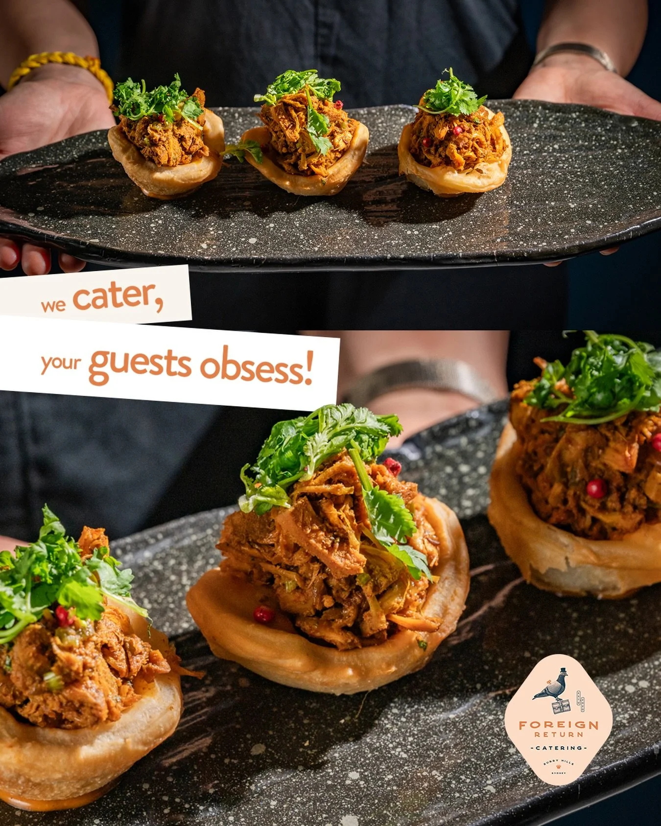 Good food has a funny way of becoming the main character at every event.

From the first bite to the last &ldquo;who made this?&rdquo;, our catering is built to keep guests talking long after the party ends.

Thoughtfully crafted, beautifully served,
