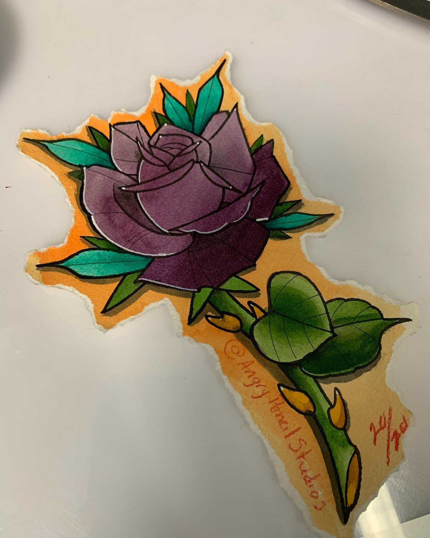Fun little rose painting, piece is available #massachusetts #westernmasstattoo #Connecticut #connecticuttattoo #southwindsor #angrypenciltattoo #tattoo #tattoos #eternalink #hivecaps #saniderm #helios #dragonsbloodbutter #MAtattoo #CTtattoo #CTtattoo