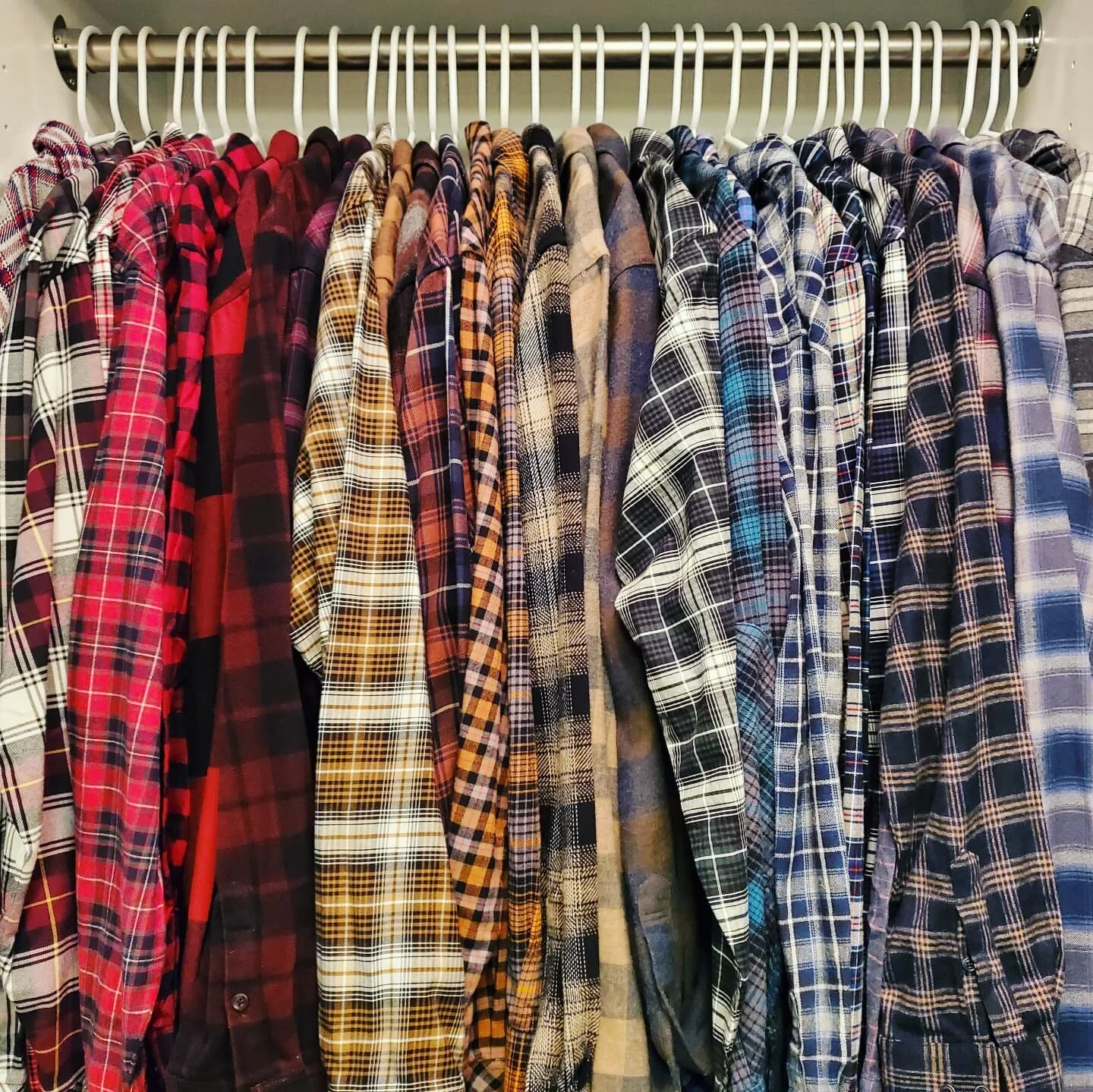 #prettyneat flannel obsession, I mean collection. 
❤💛💙🤍