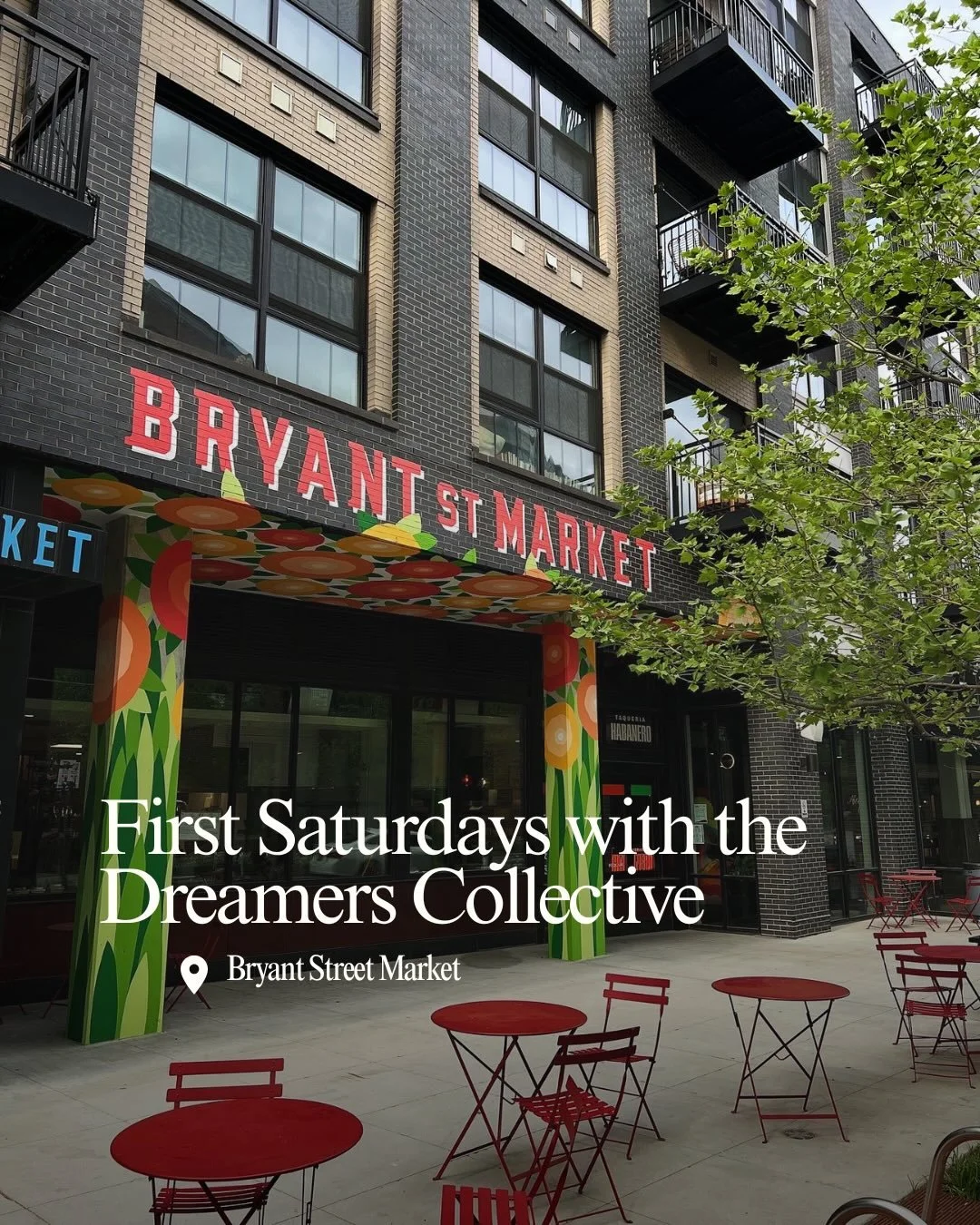 Join us this weekend with the @dreamerscollective.dc .

Saturday at @bryantstmarket with a rotating lineup of local vendors, hosted by our favs @taqueriahabanero and @wearealegria . Come send a few last emails, then ease into the weekend with tacos a
