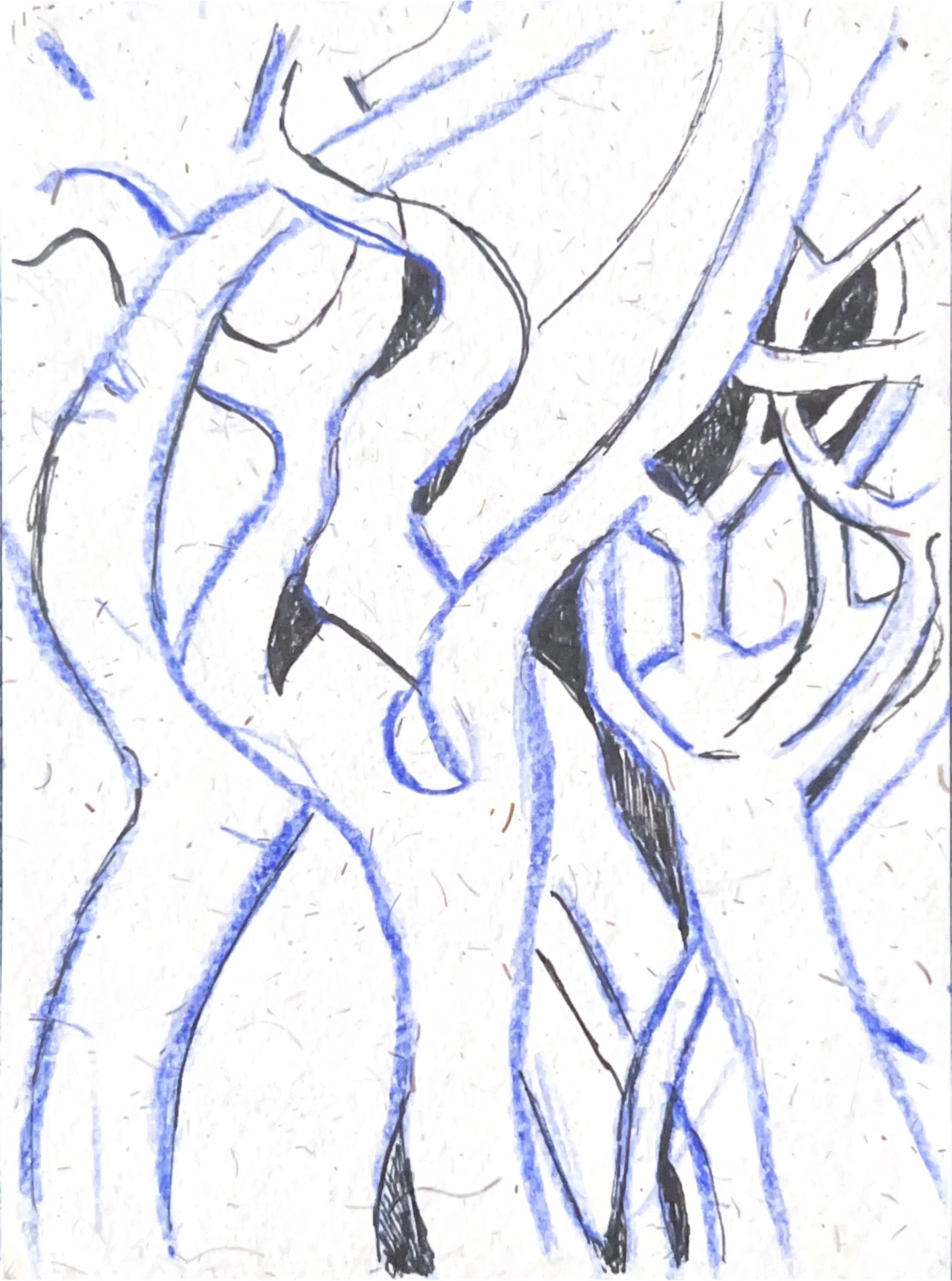 "Trinity of Trees 2" 1990's, Colored pencil on handmade paper from India