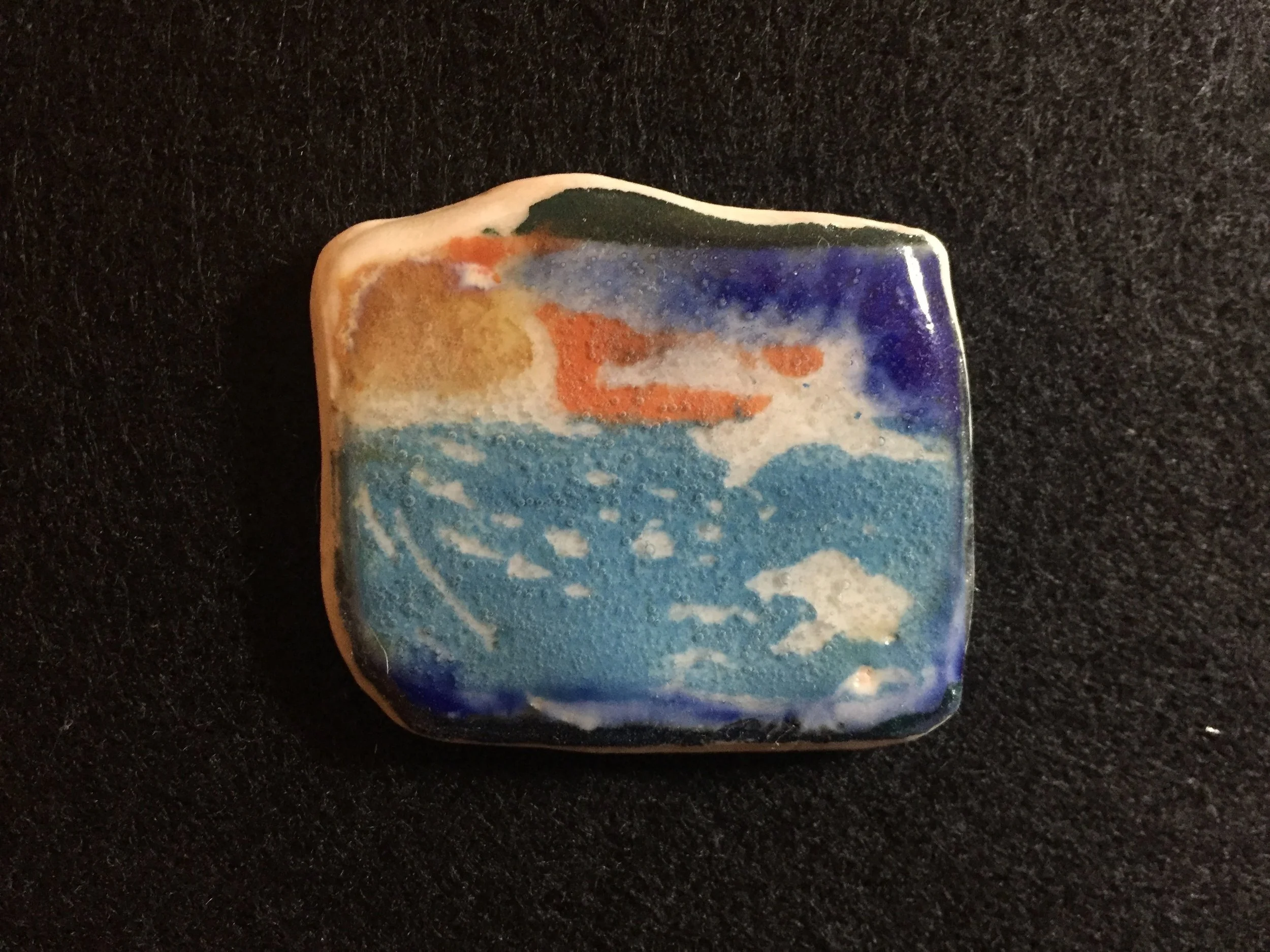 "Sunrise Over Long Lake #3" 2020's, Porcelain hand painted tile