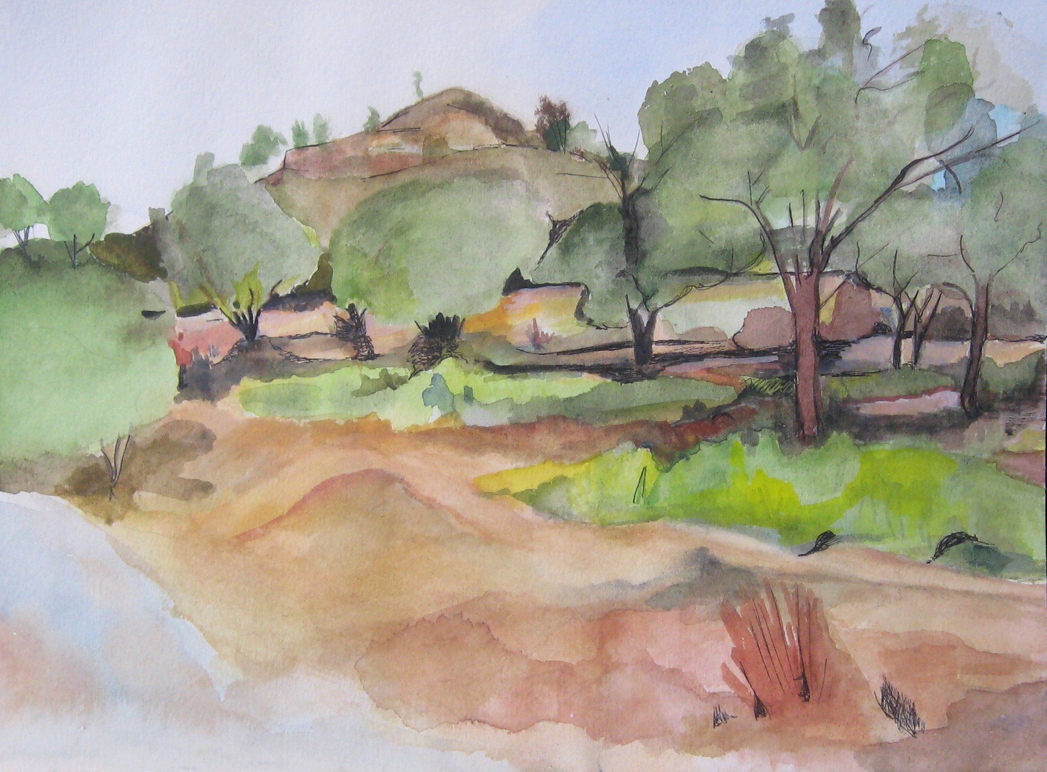 "The Path the Prayer's" 2023, Watercolor on paper, India