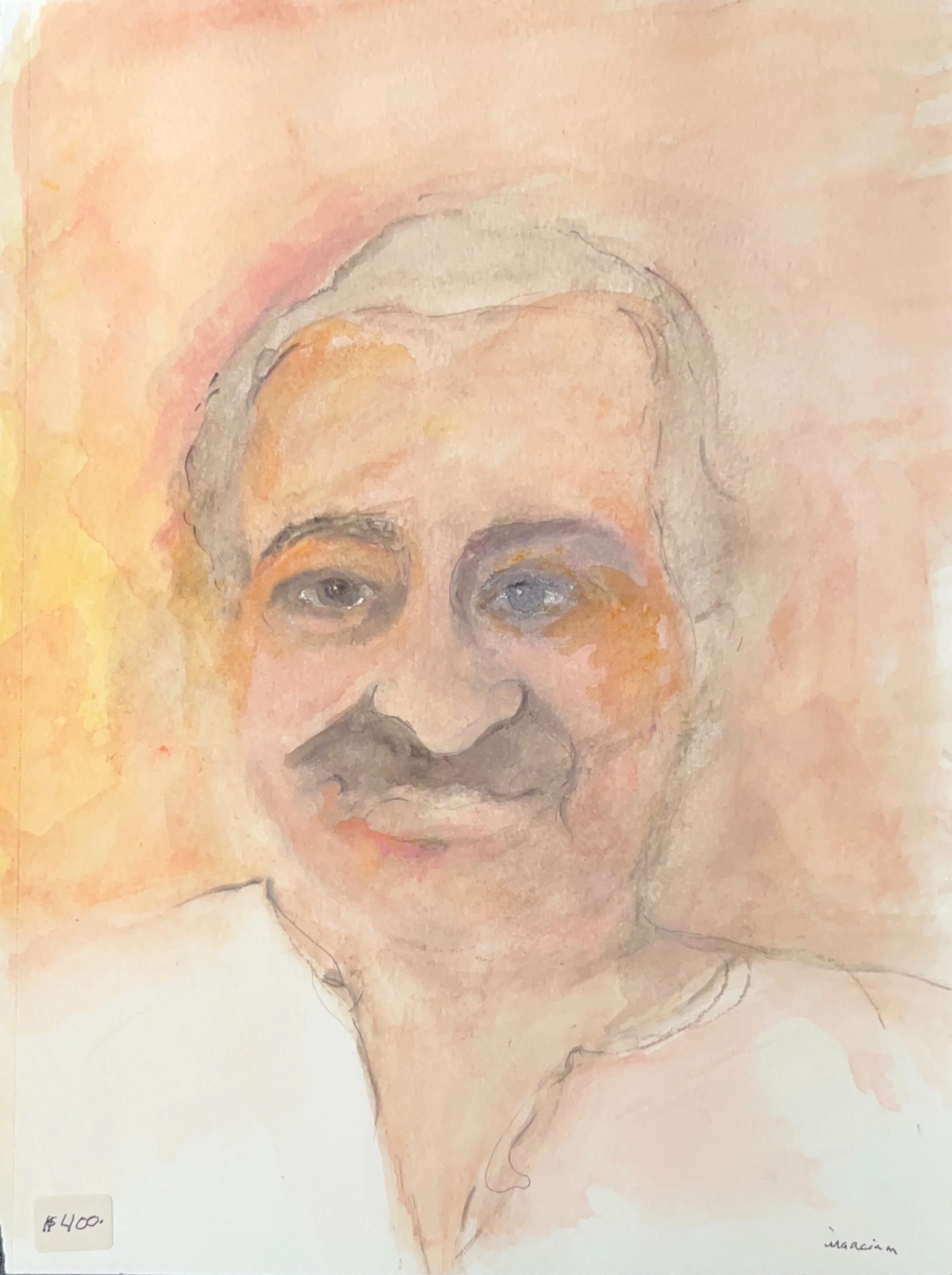 "Avatar Meher Baba Father of All" 2021, Watercolor on paper